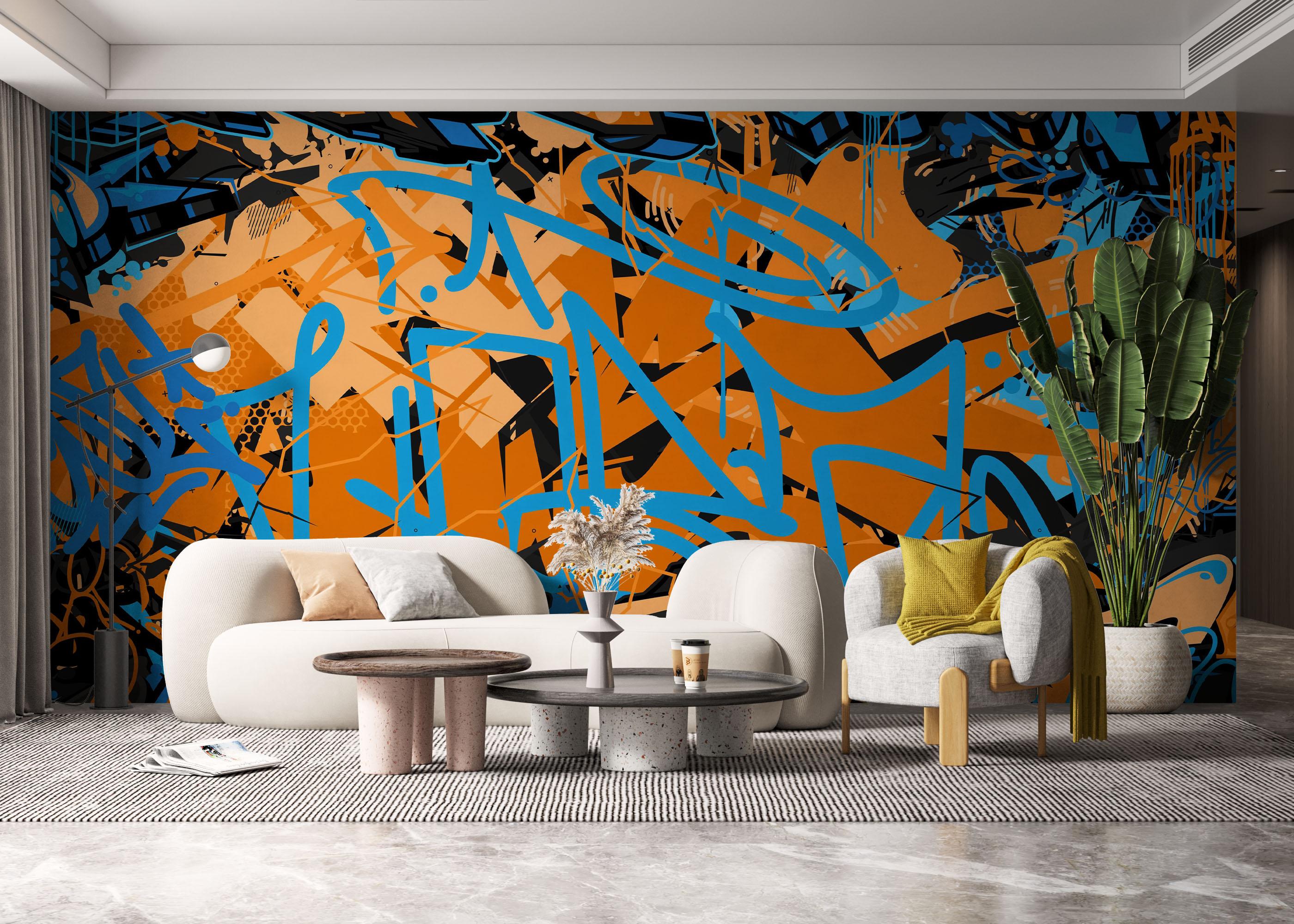 Fototapeta Blue Tag Graffiti mockup 6