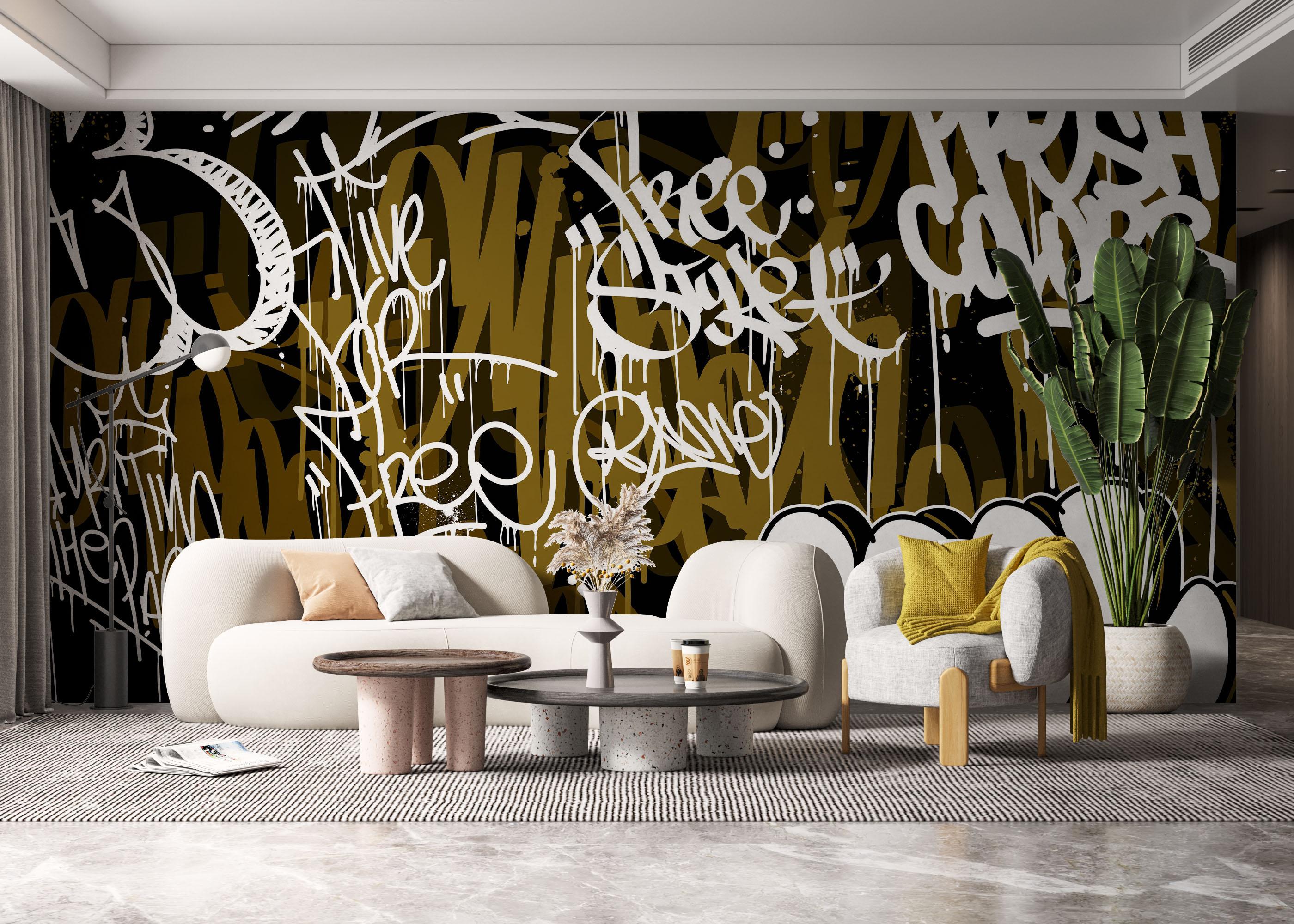 Fototapeta Brown White Graffiti mockup 6