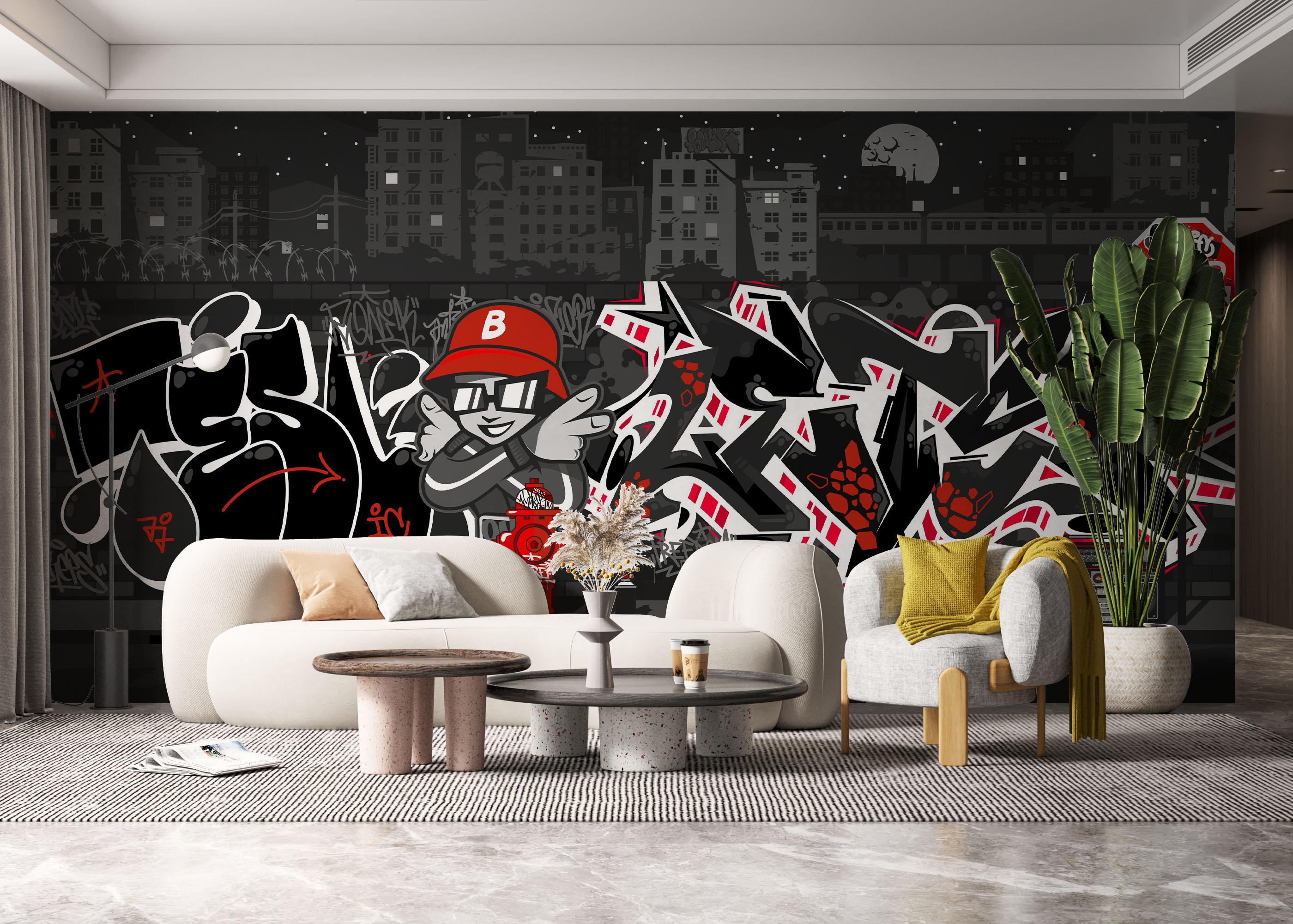 Fototapeta Graffiti Grey Wall mockup 6