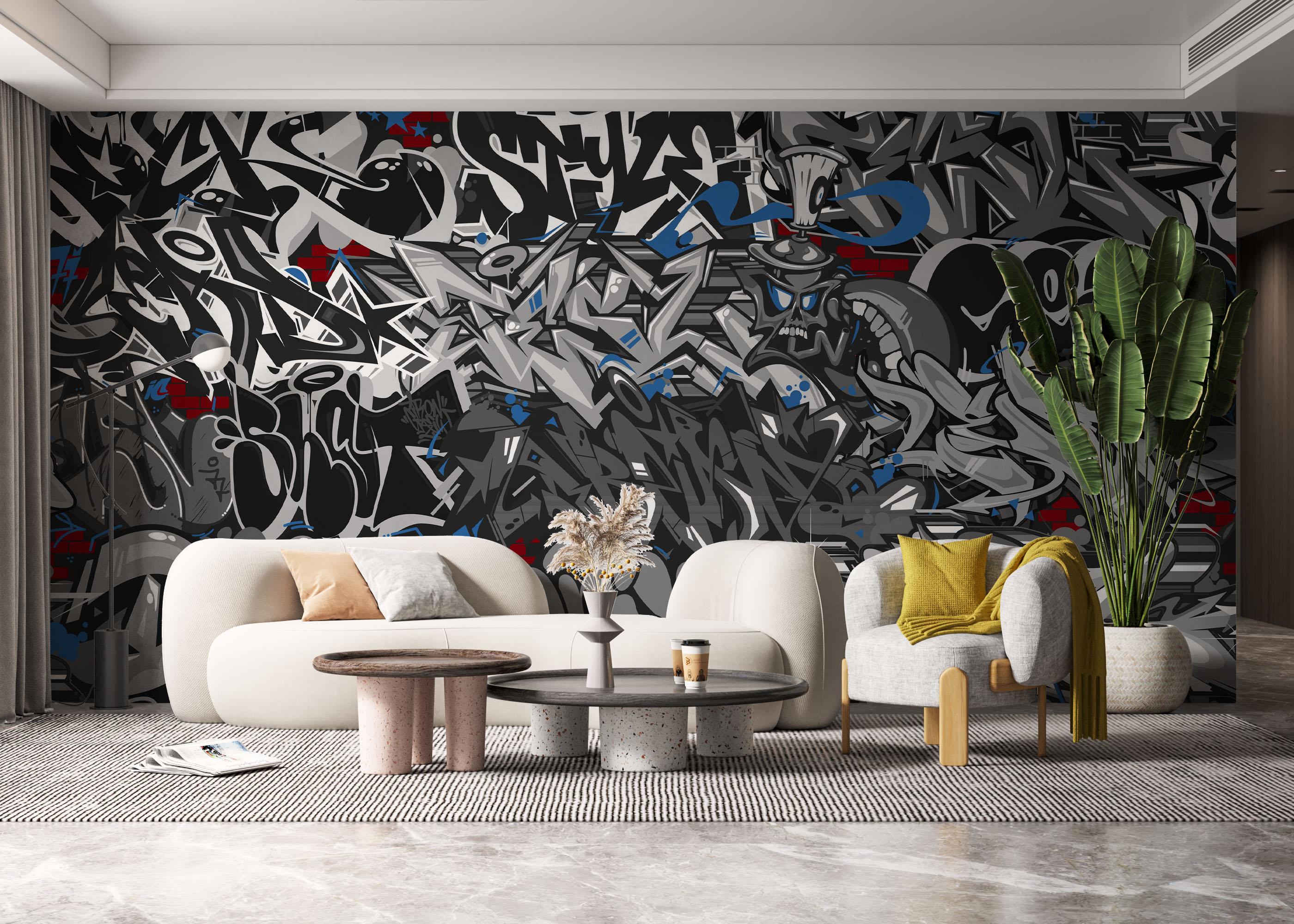 Fototapeta Grey Black Graffiti mockup 6