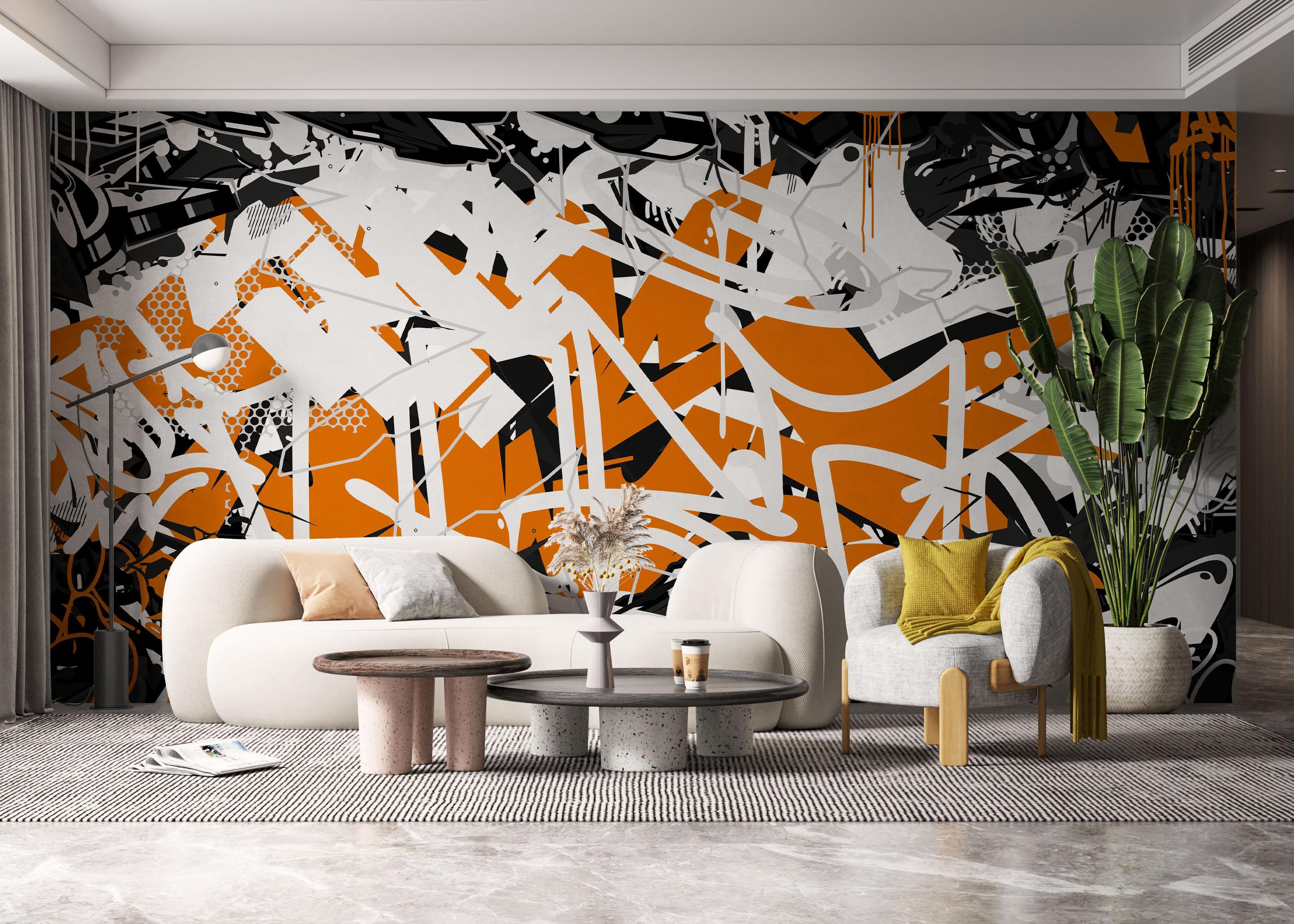 Fototapeta Orange Grey Graffiti mockup 6