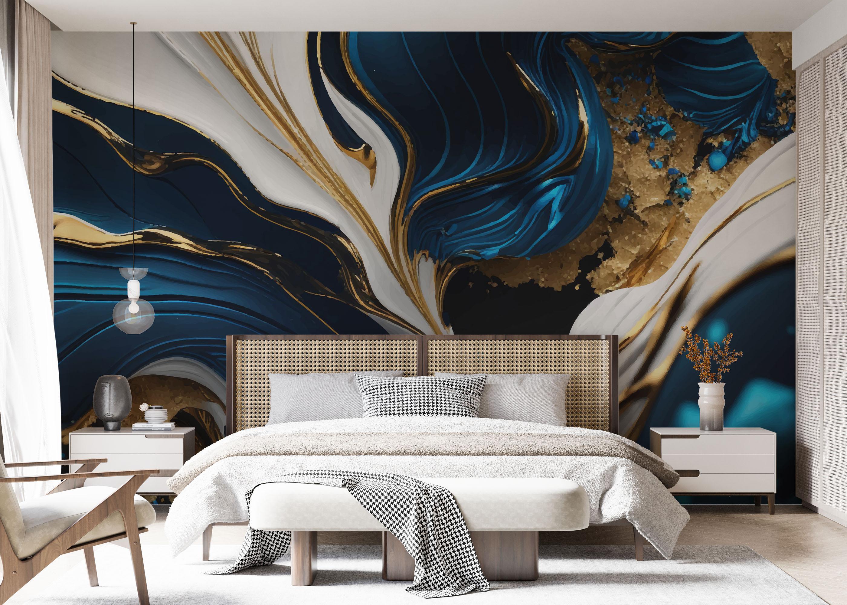 Fototapeta Gold Blue Marble mockup 7