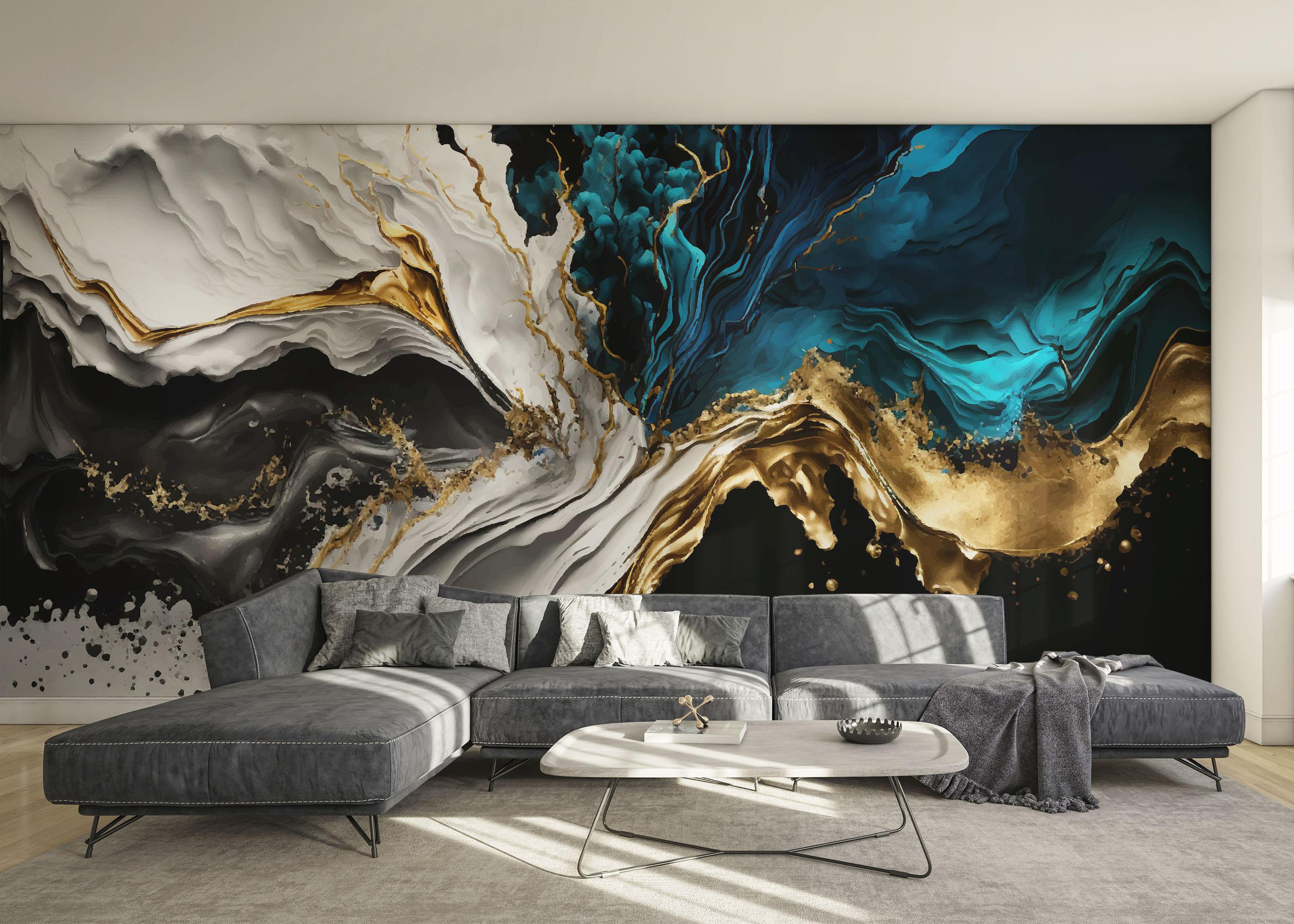 Fototapeta Blue Splash Marble mockup 0