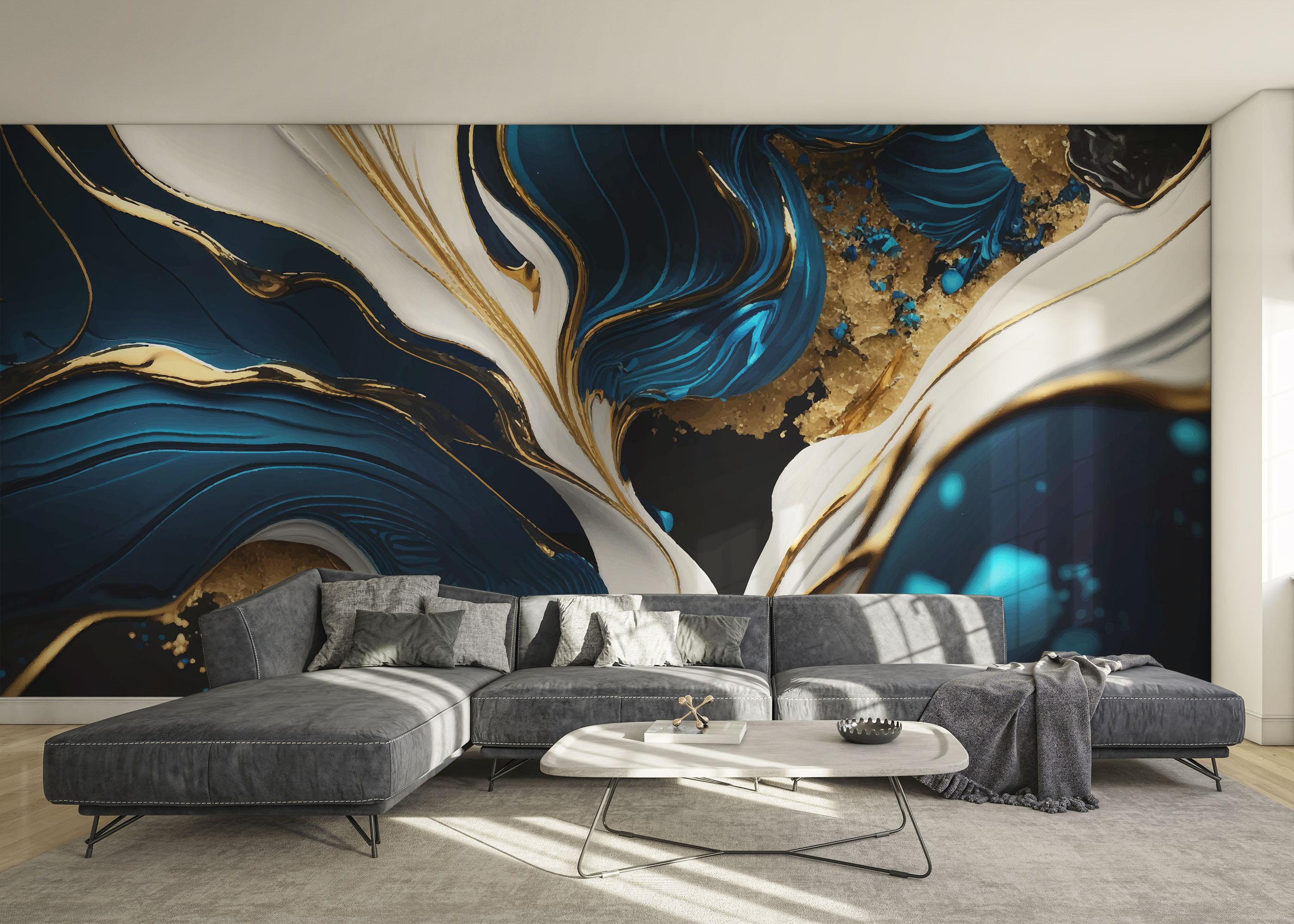 Fototapeta Gold Blue Marble mockup 0