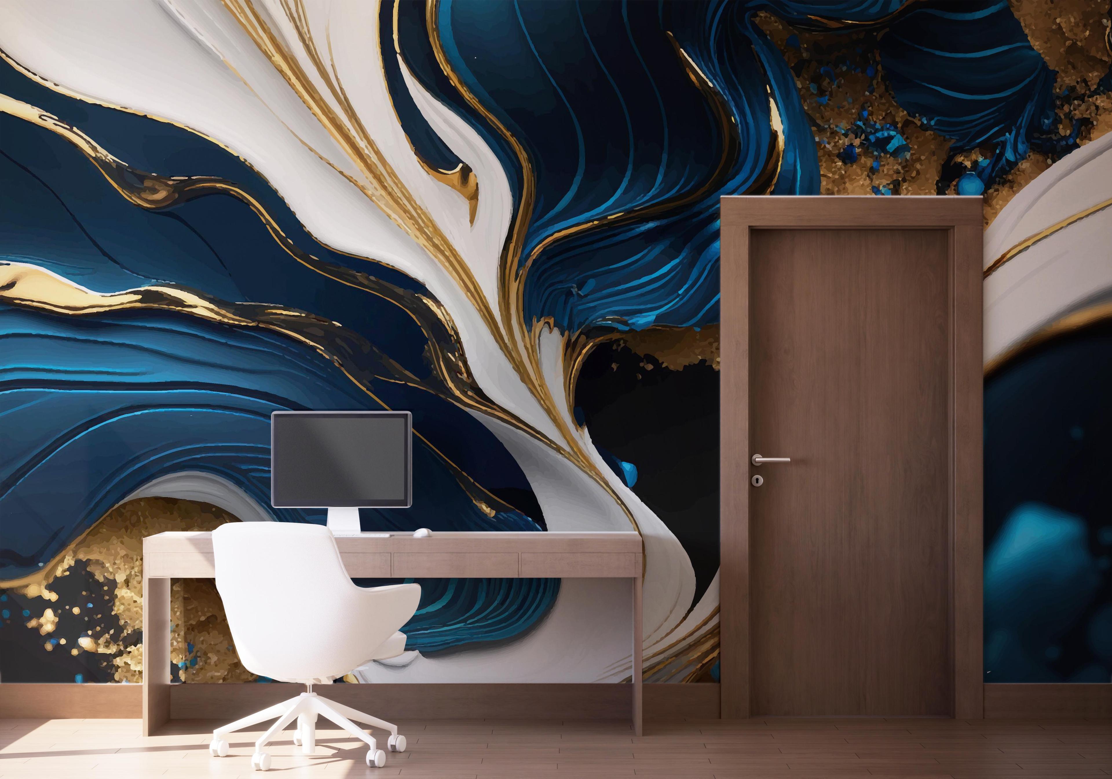 Fototapeta Gold Blue Marble mockup 1