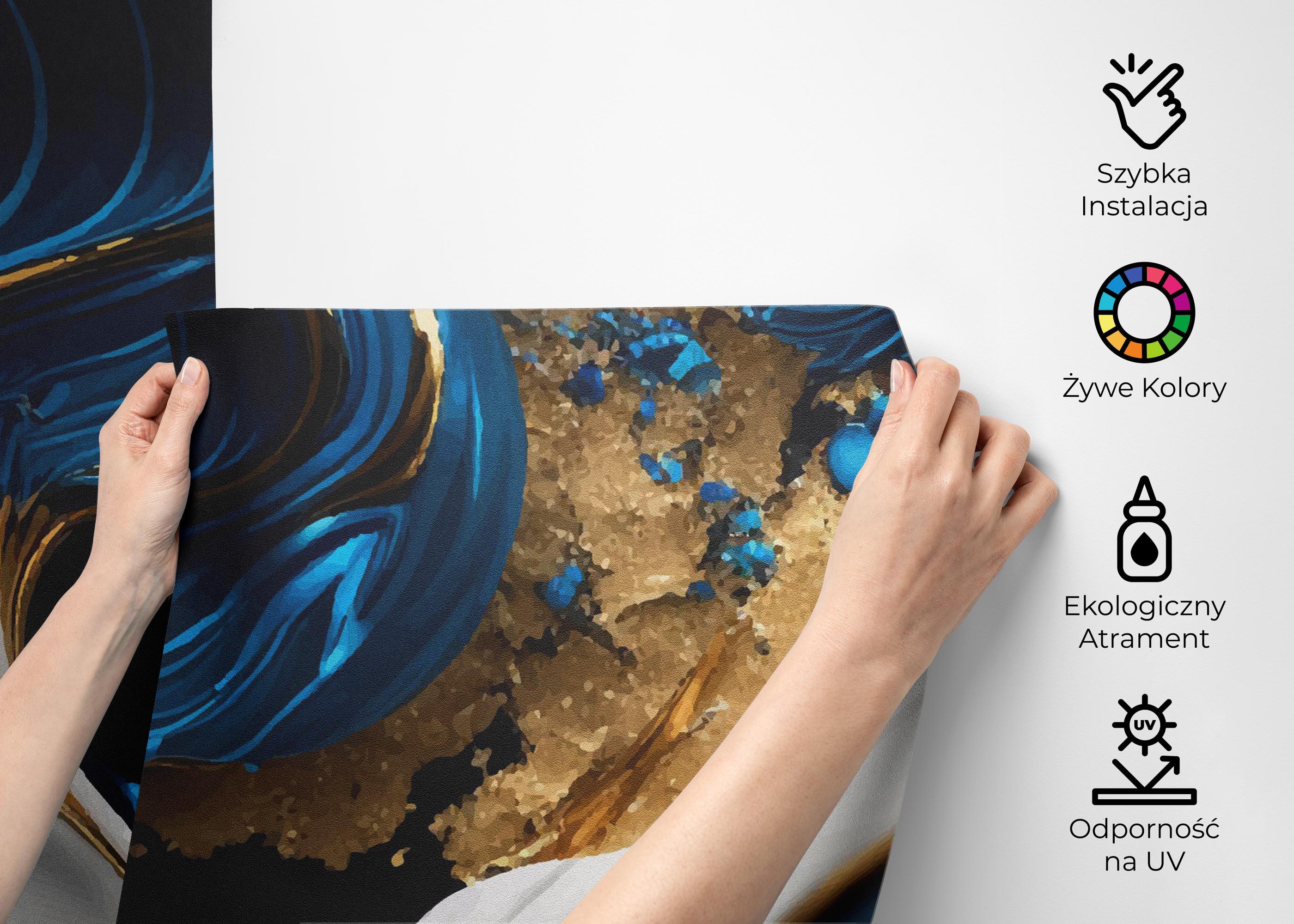 Fototapeta Gold Blue Marble mockup 2