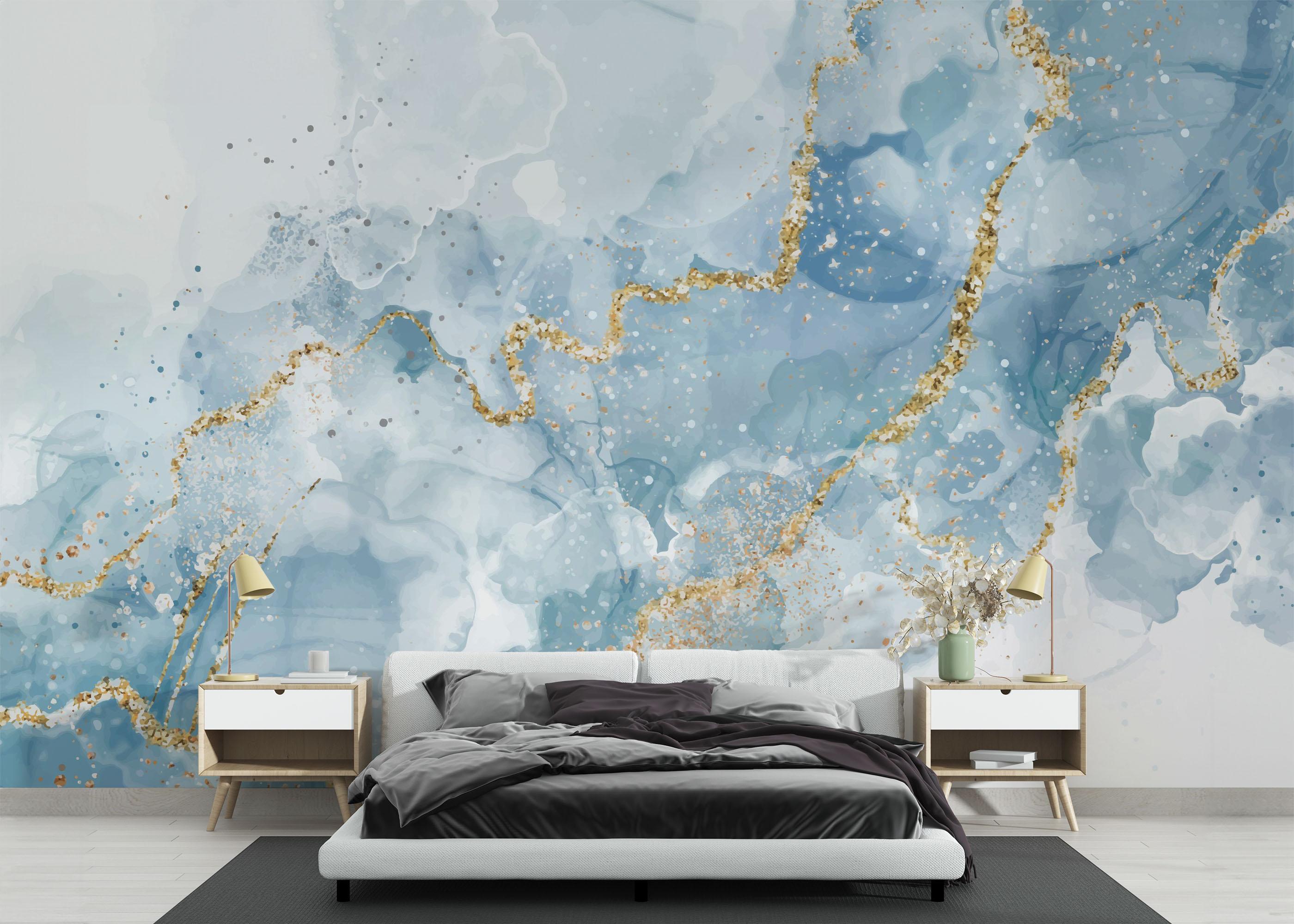 Fototapeta Blue Marble Glitter mockup 3