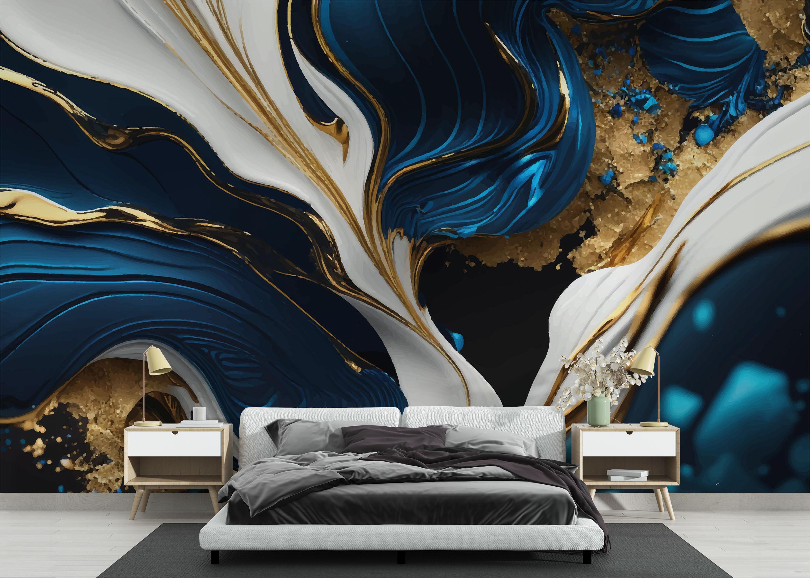 Fototapeta Gold Blue Marble mockup 3