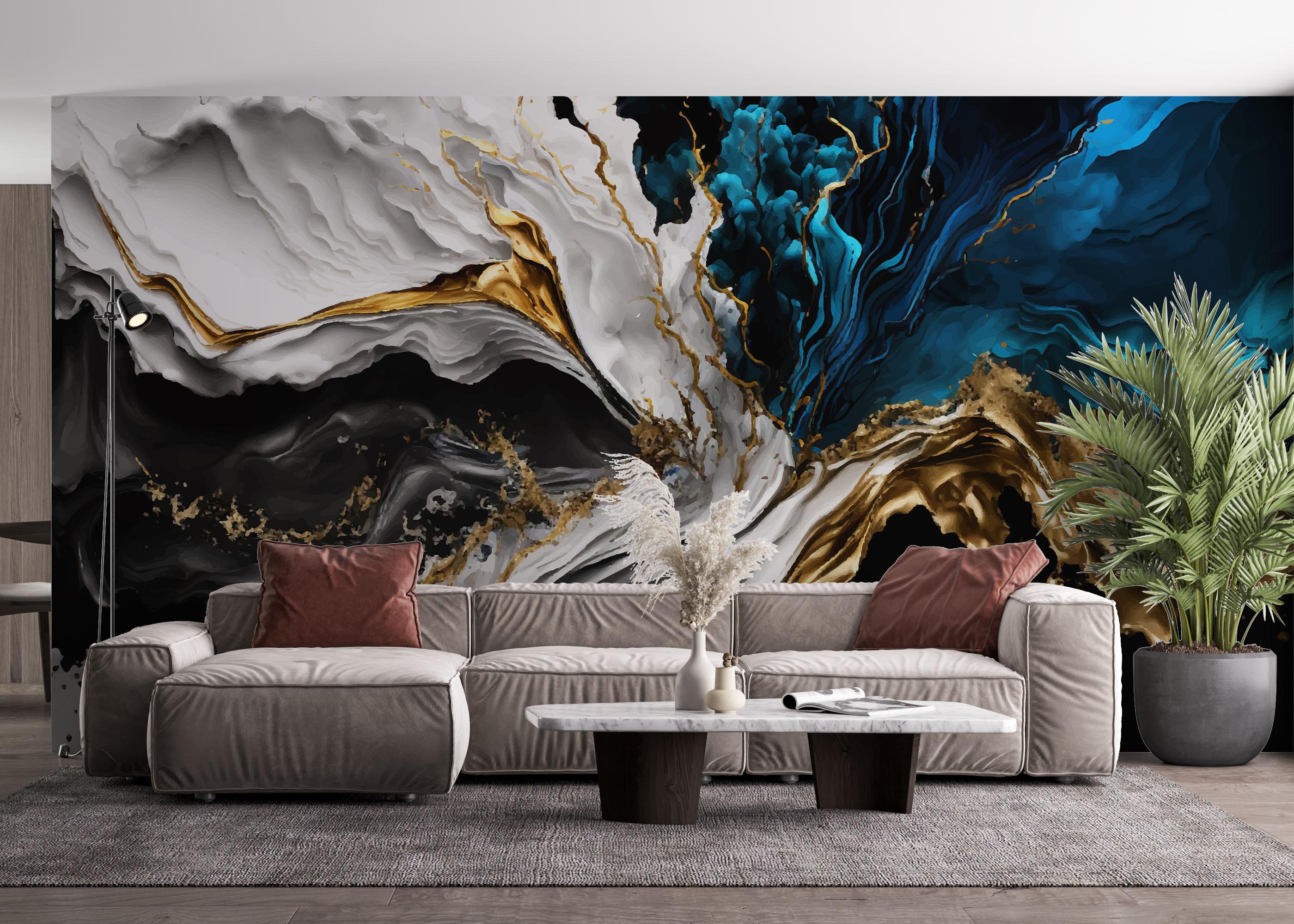 Fototapeta Blue Splash Marble mockup 4