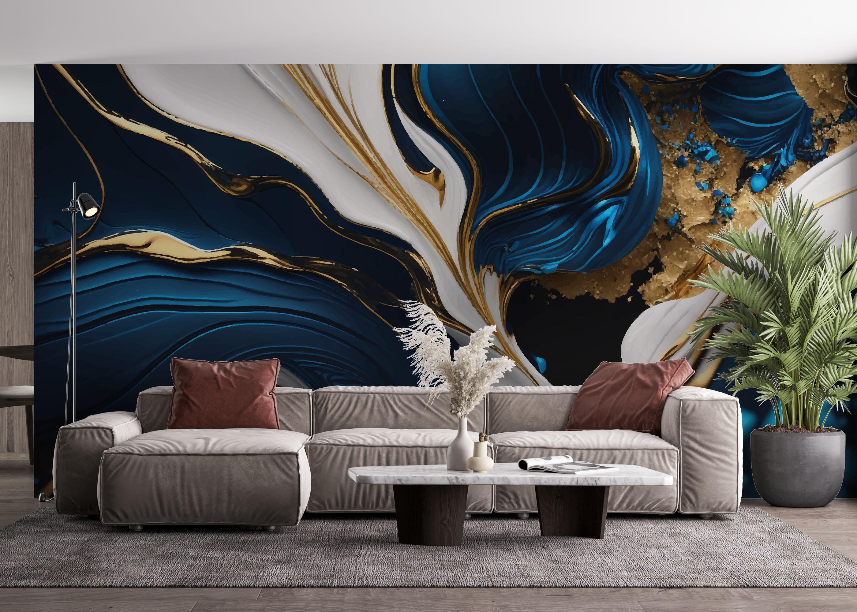 Fototapeta Gold Blue Marble mockup 4