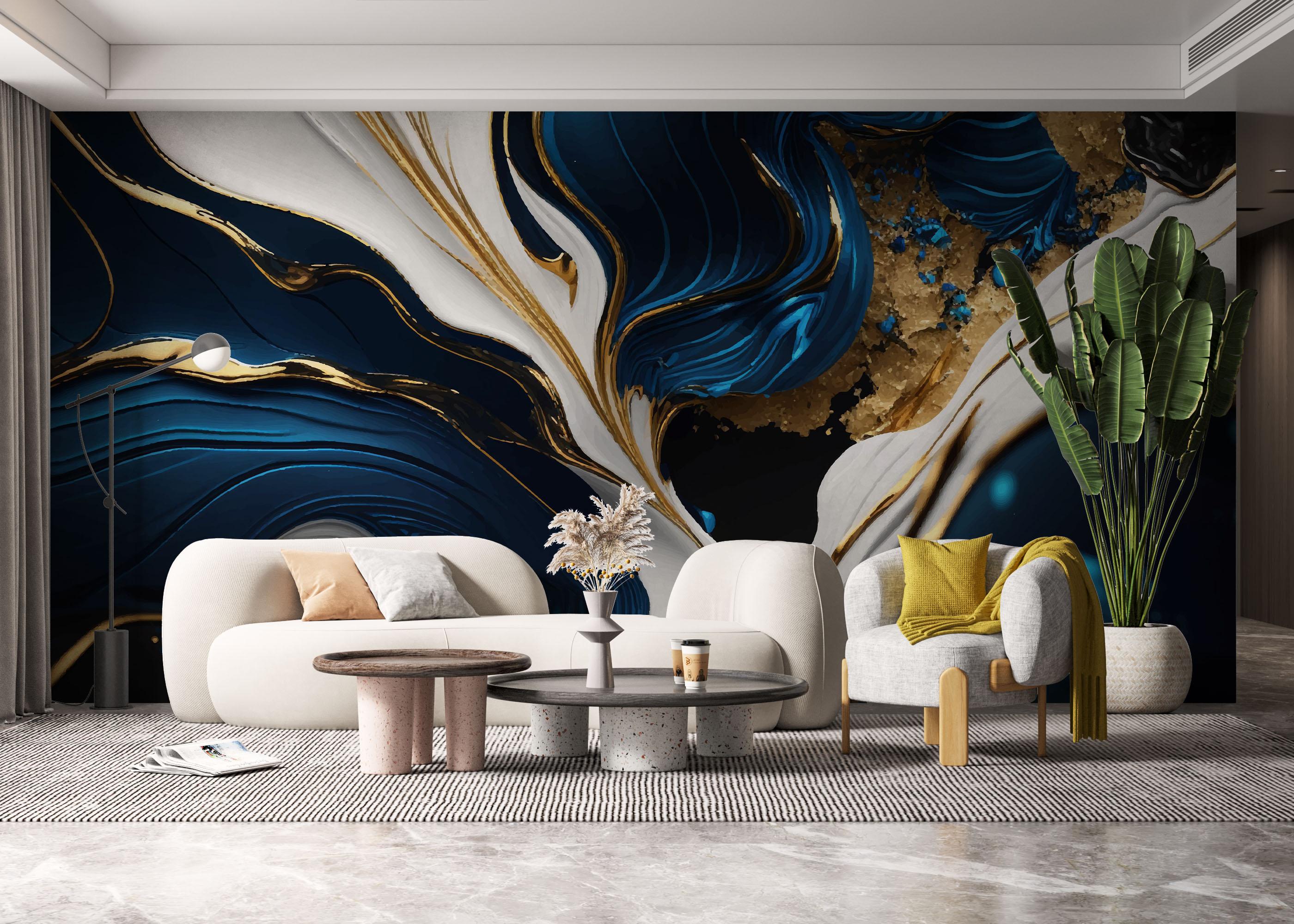 Fototapeta Gold Blue Marble mockup 6