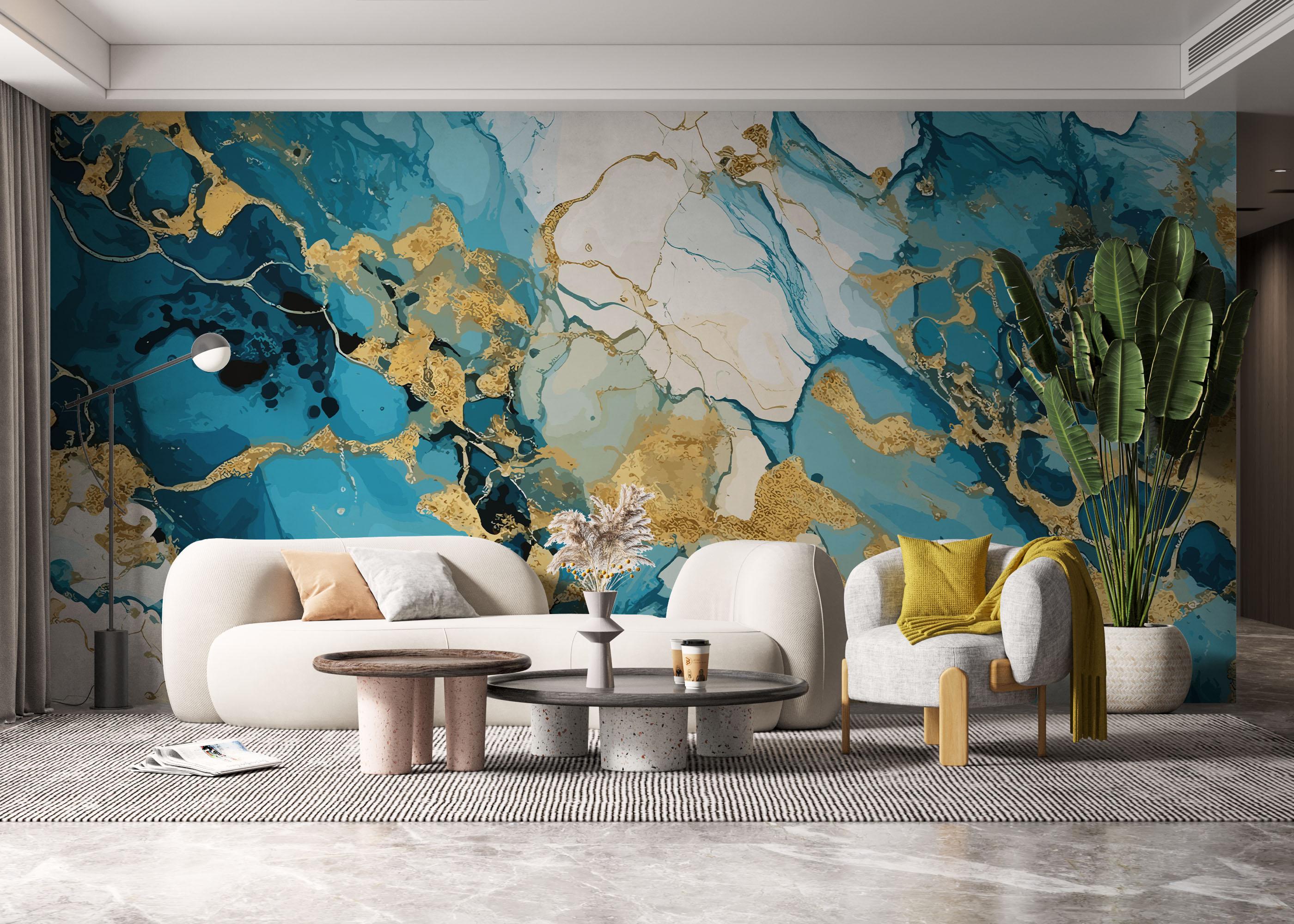 Fototapeta Gold Marble Blue mockup 6