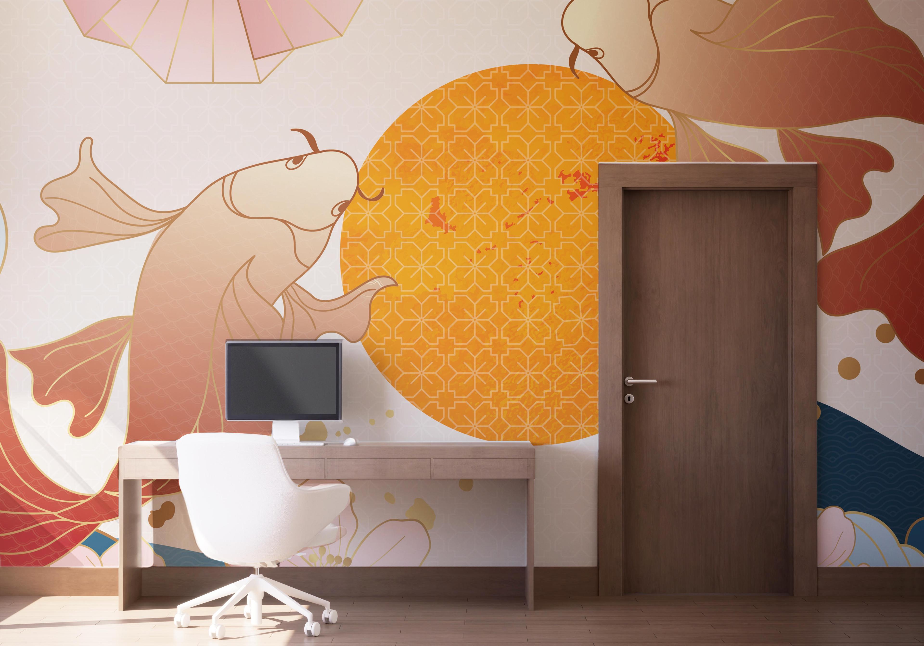 Fototapeta Asiatic Fish And Waves mockup 1