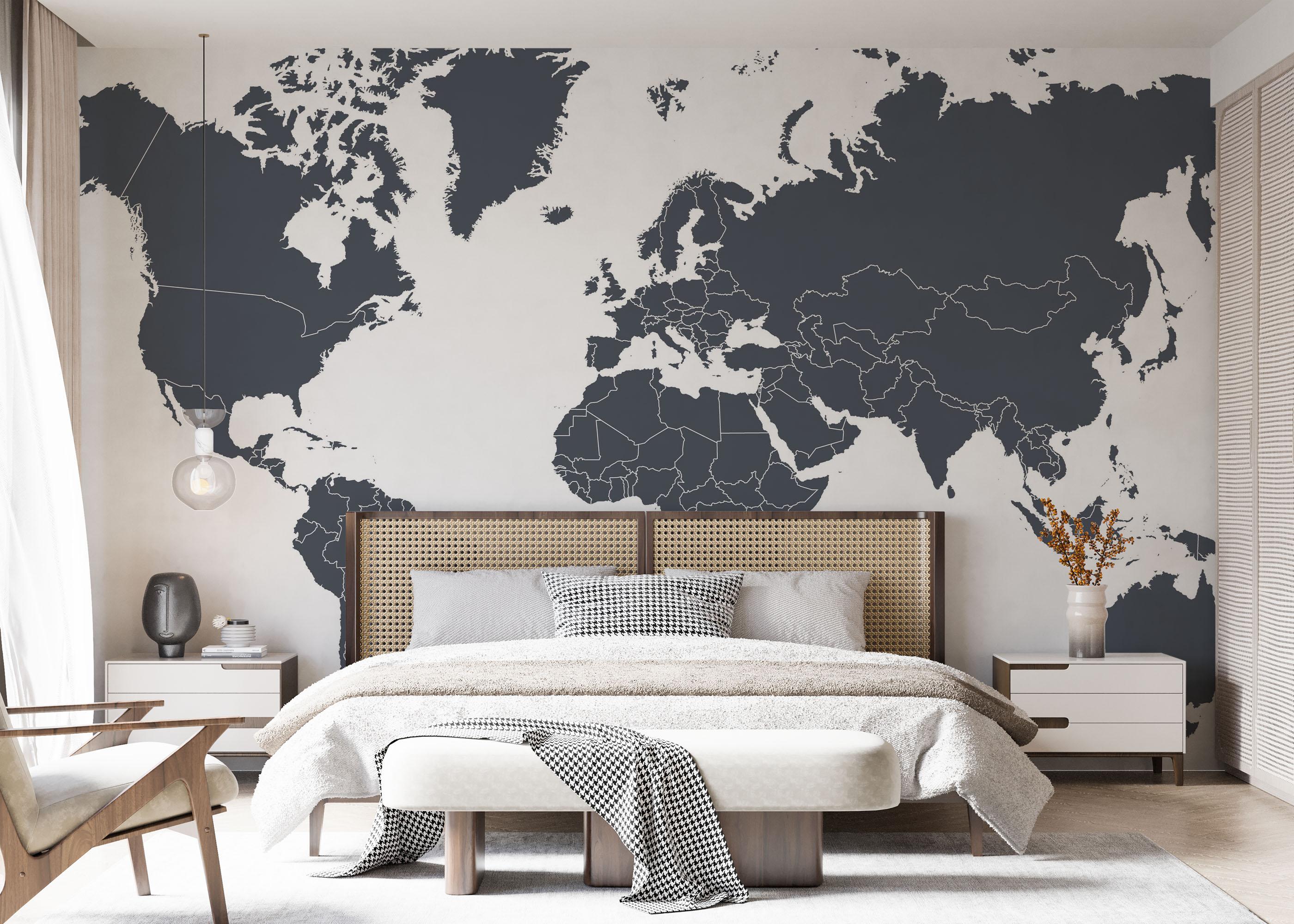 Fototapeta Grey World Map mockup 7