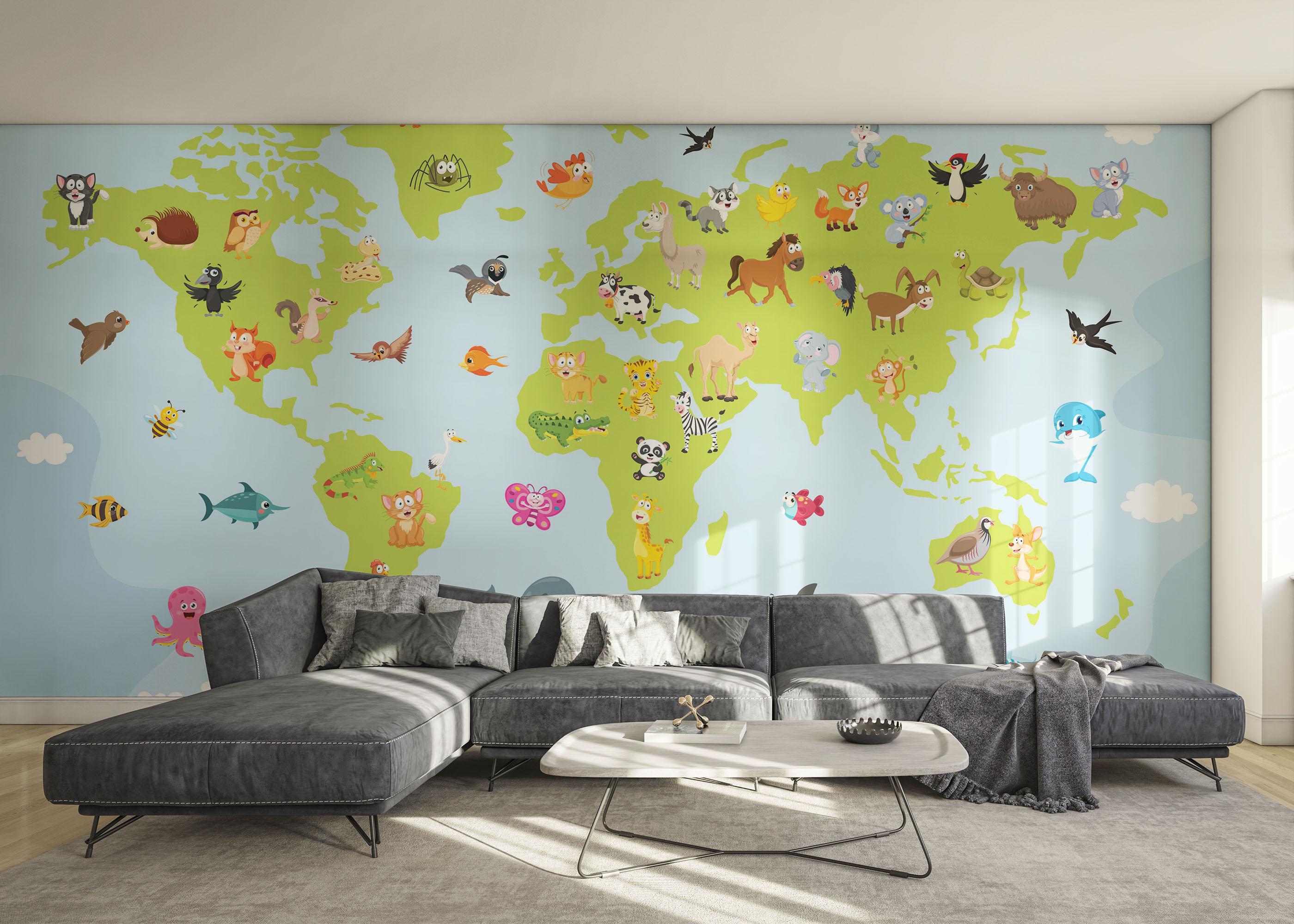 Fototapeta Animal World Map mockup 0
