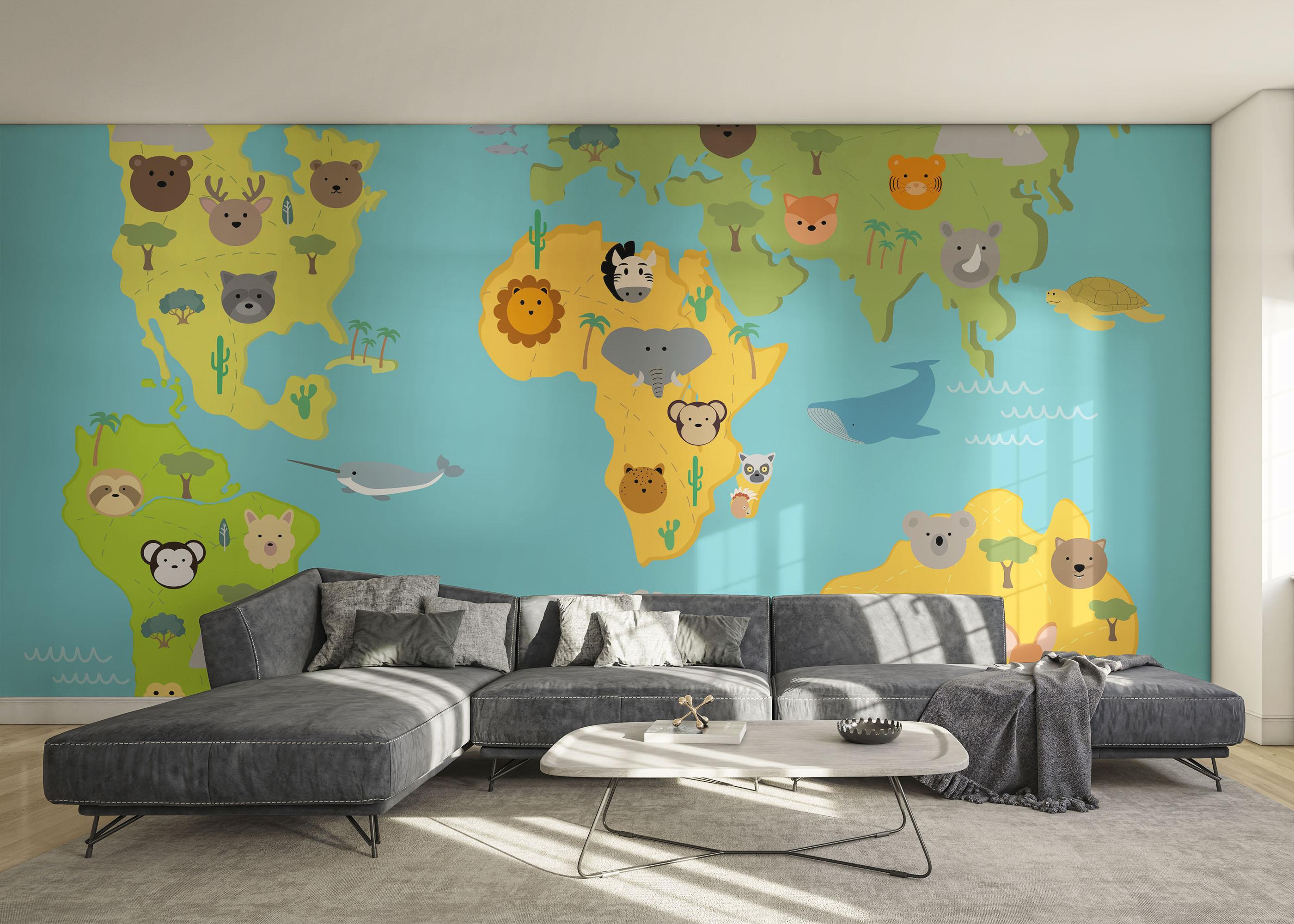 Fototapeta Animals Kids Map mockup 0