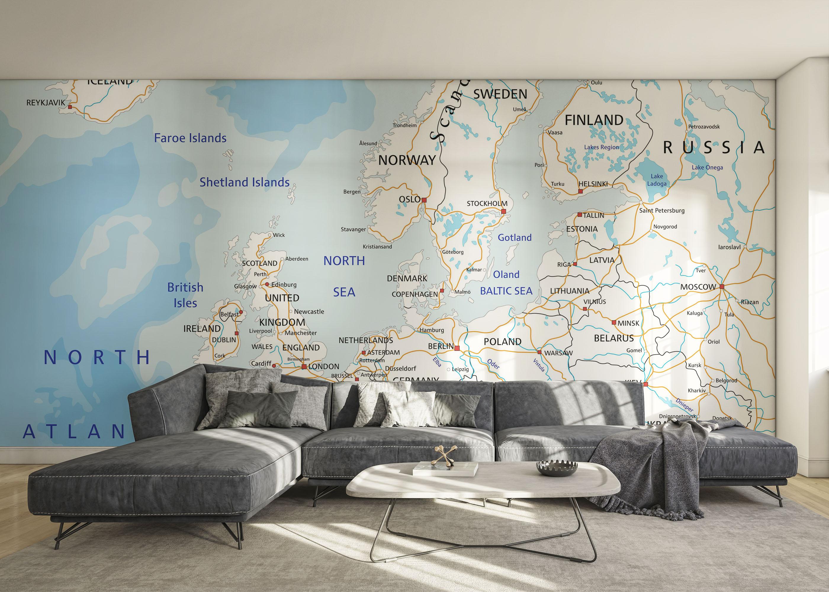 Fototapeta Blue Europe Map mockup 0