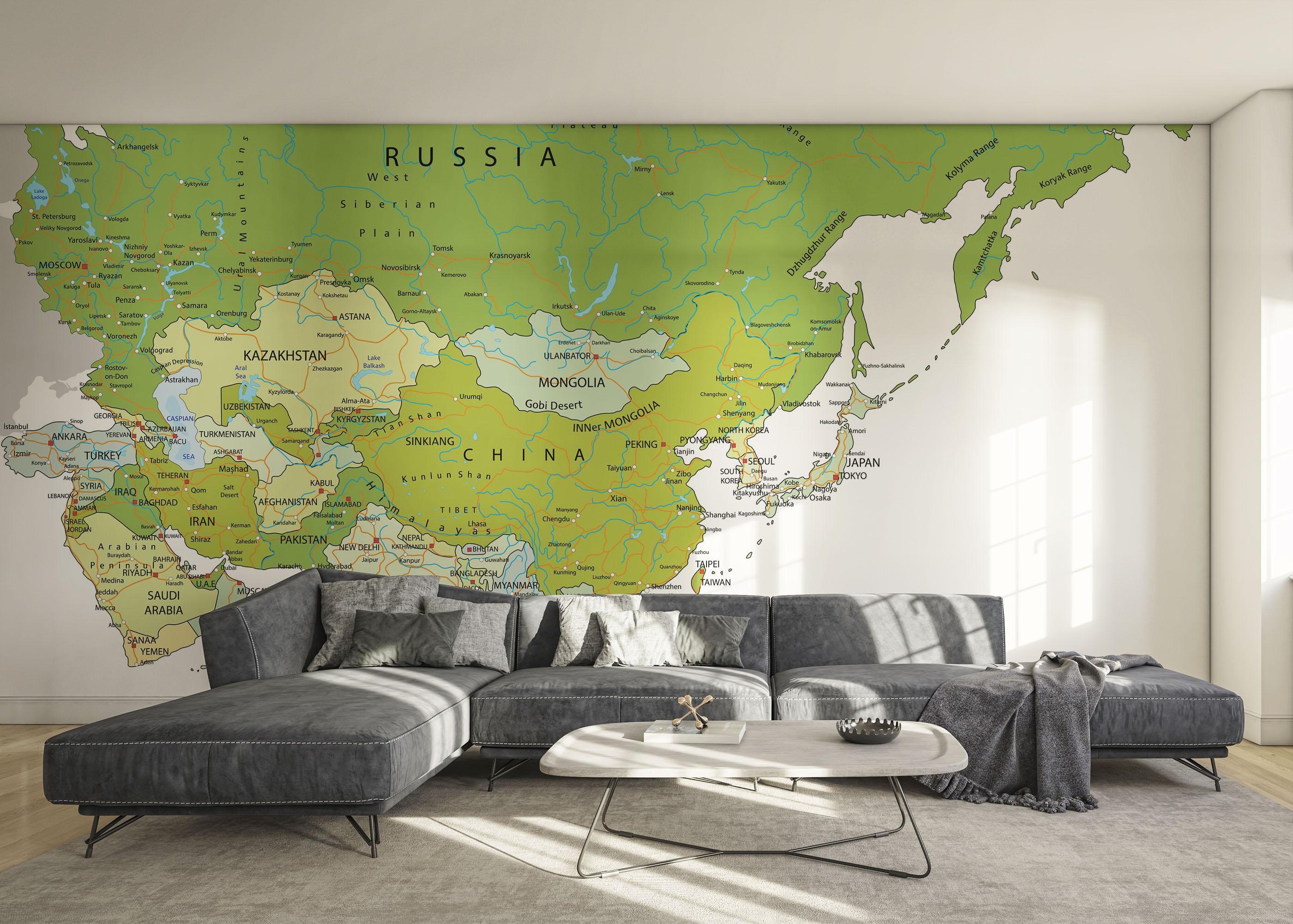 Fototapeta Green Asia Map mockup 0