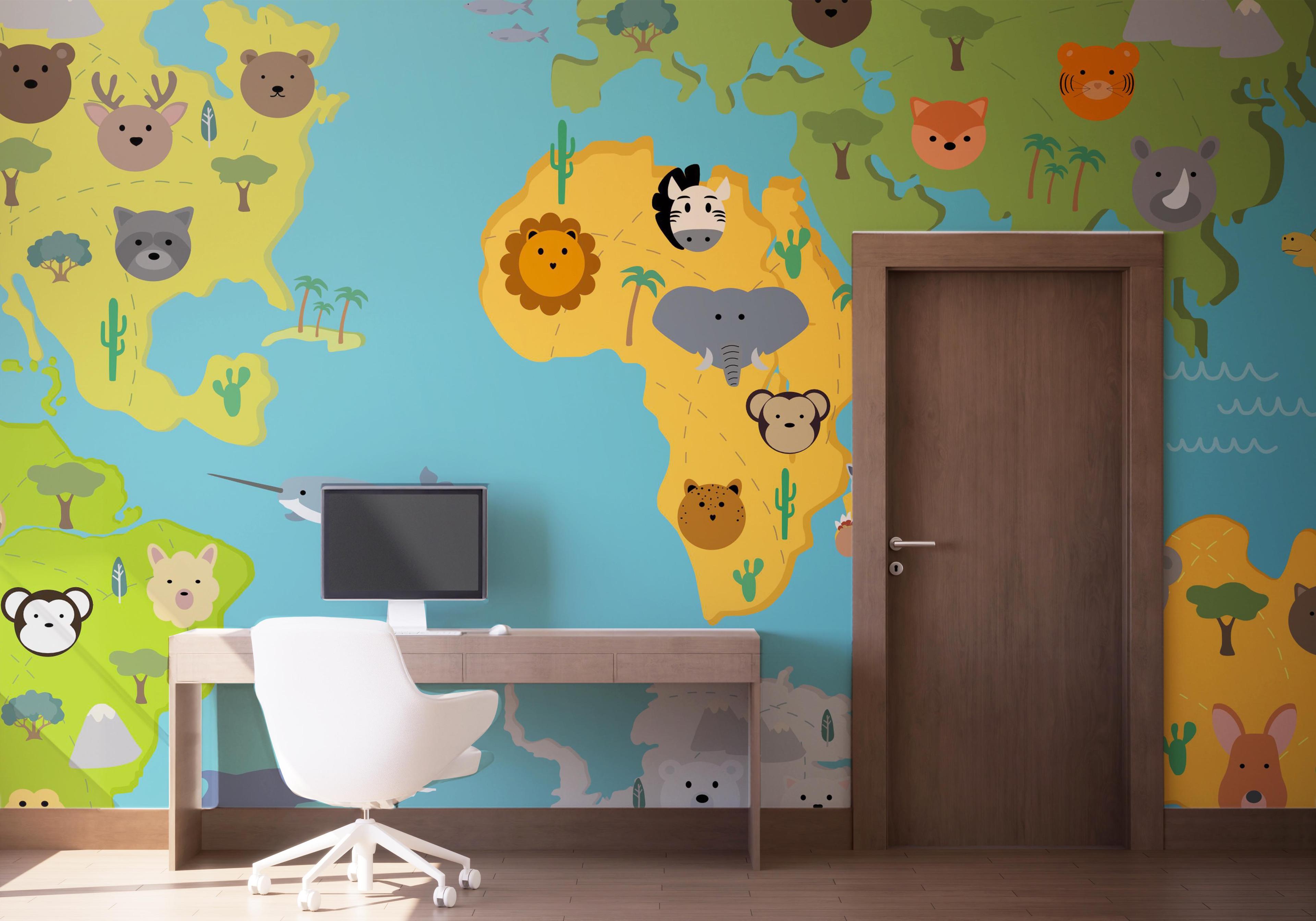 Fototapeta Animals Kids Map mockup 1