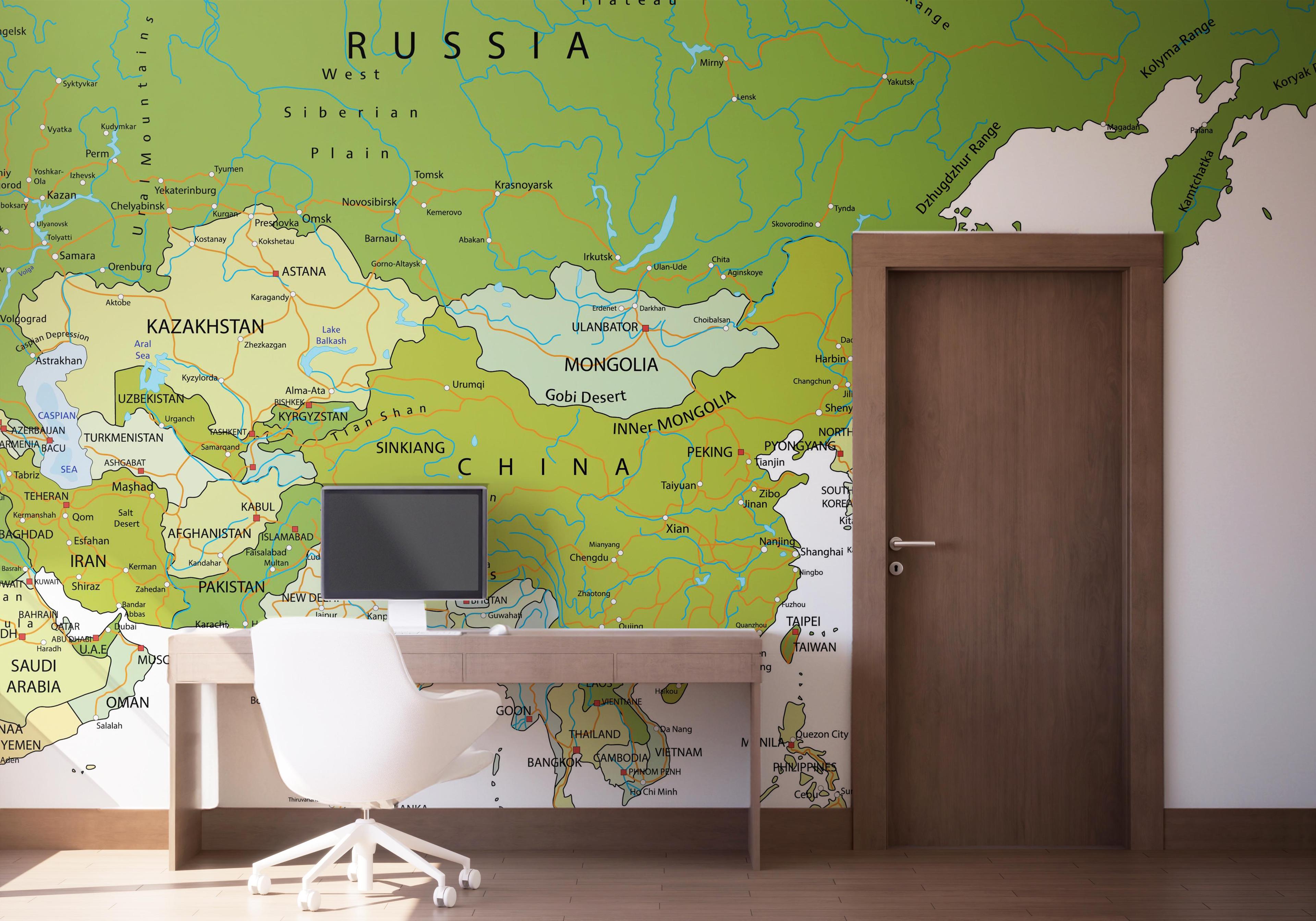 Fototapeta Green Asia Map mockup 1