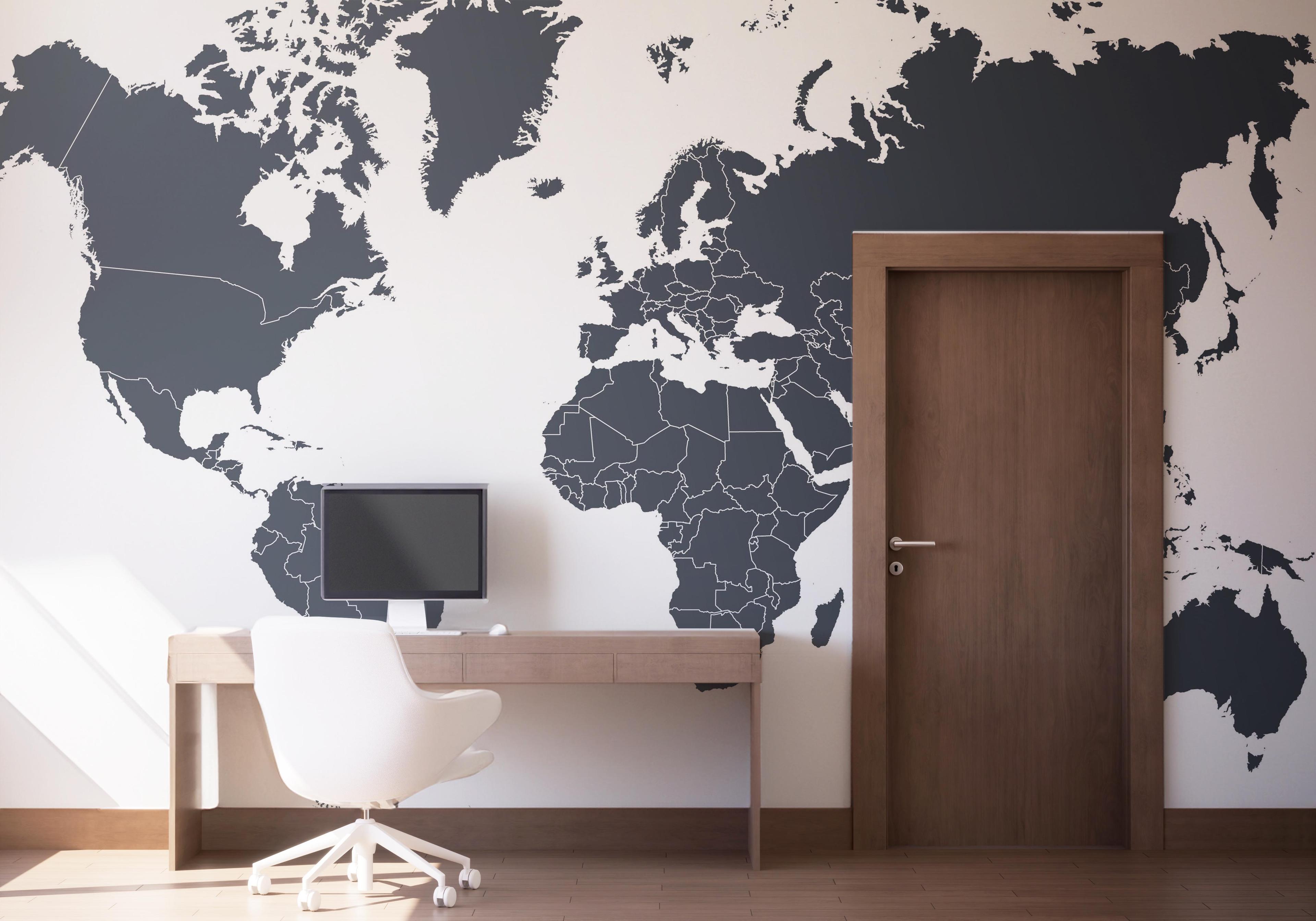 Fototapeta Grey World Map mockup 1