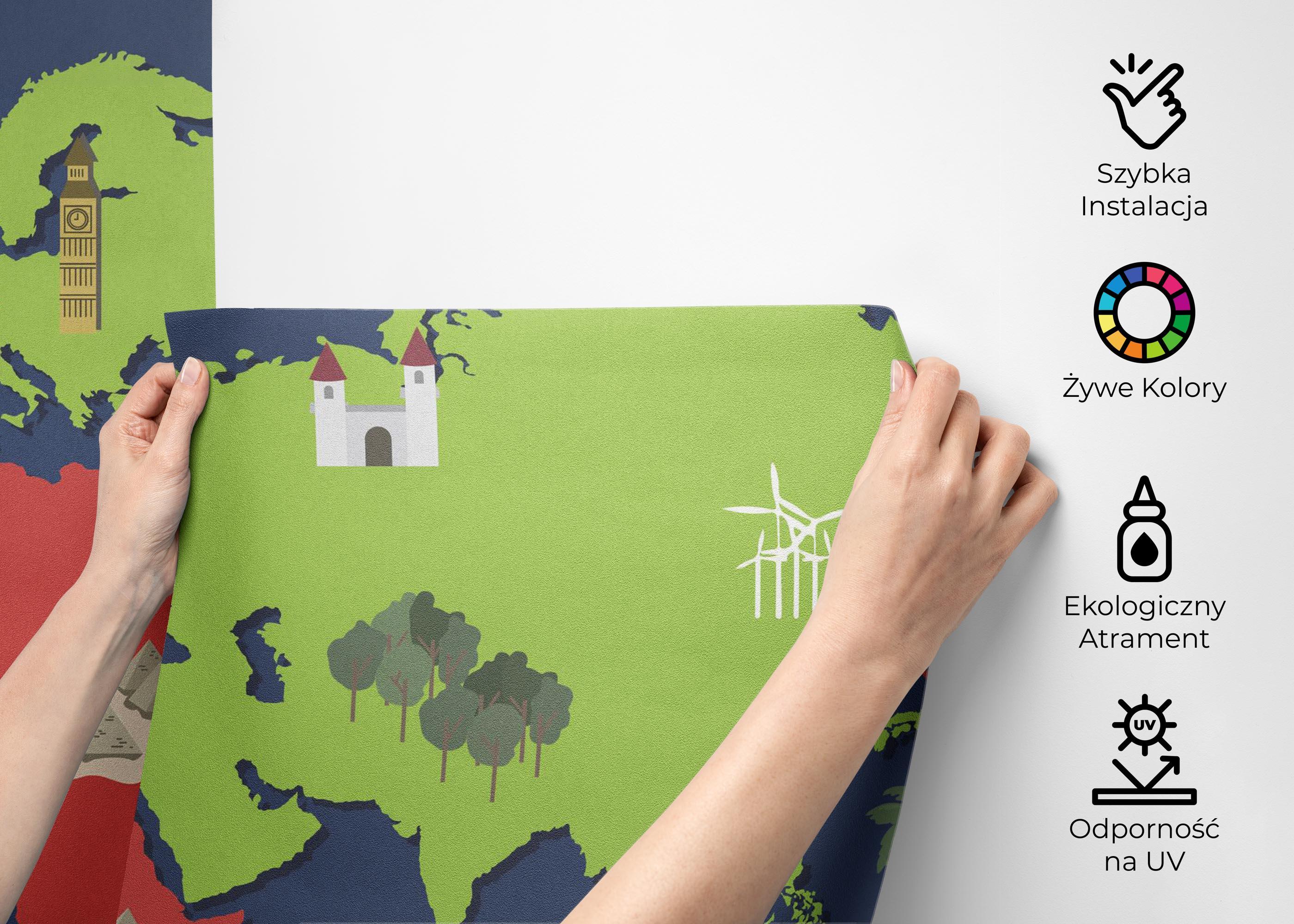 Fototapeta Blue Wall Map mockup 2