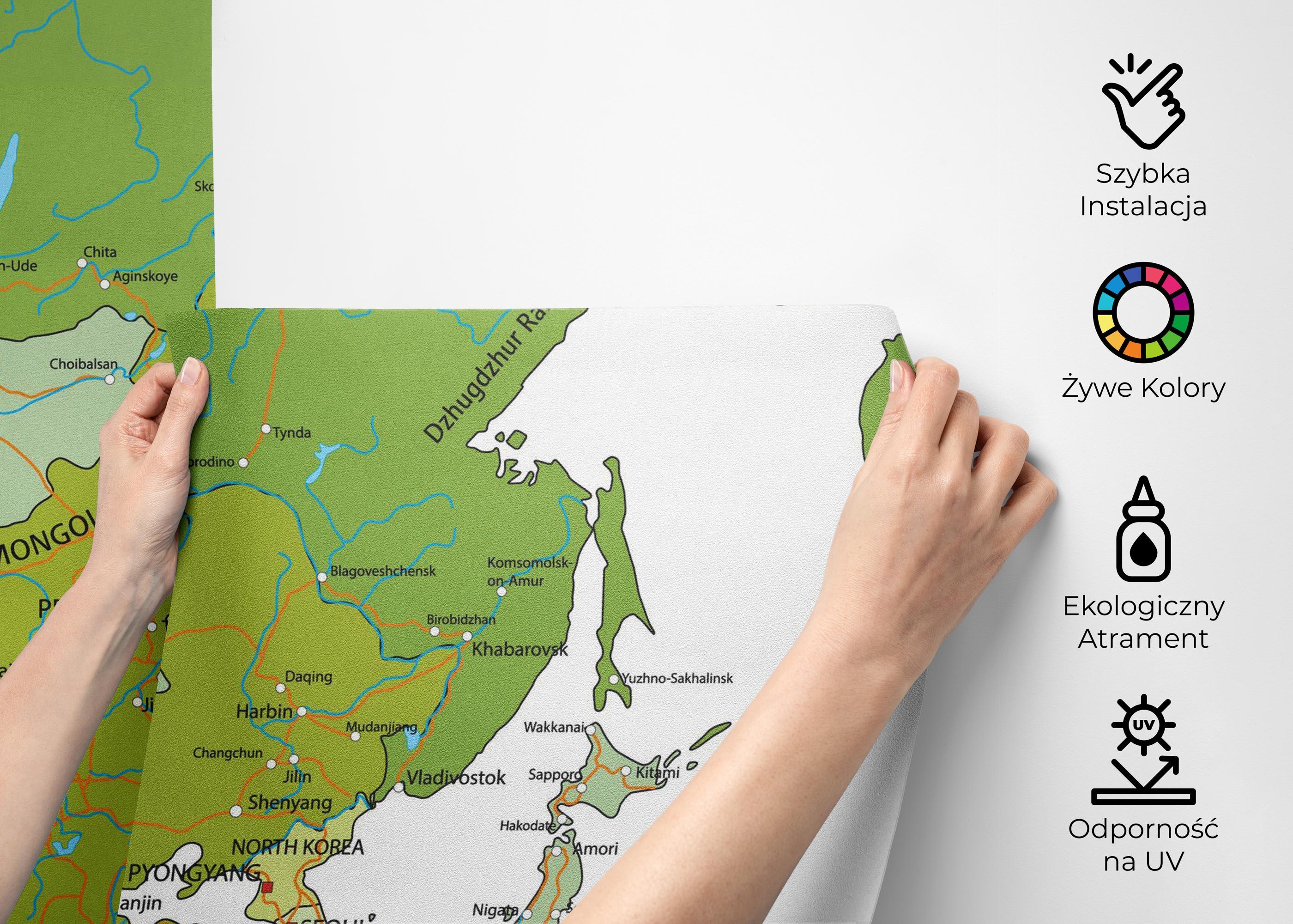 Fototapeta Green Asia Map mockup 2
