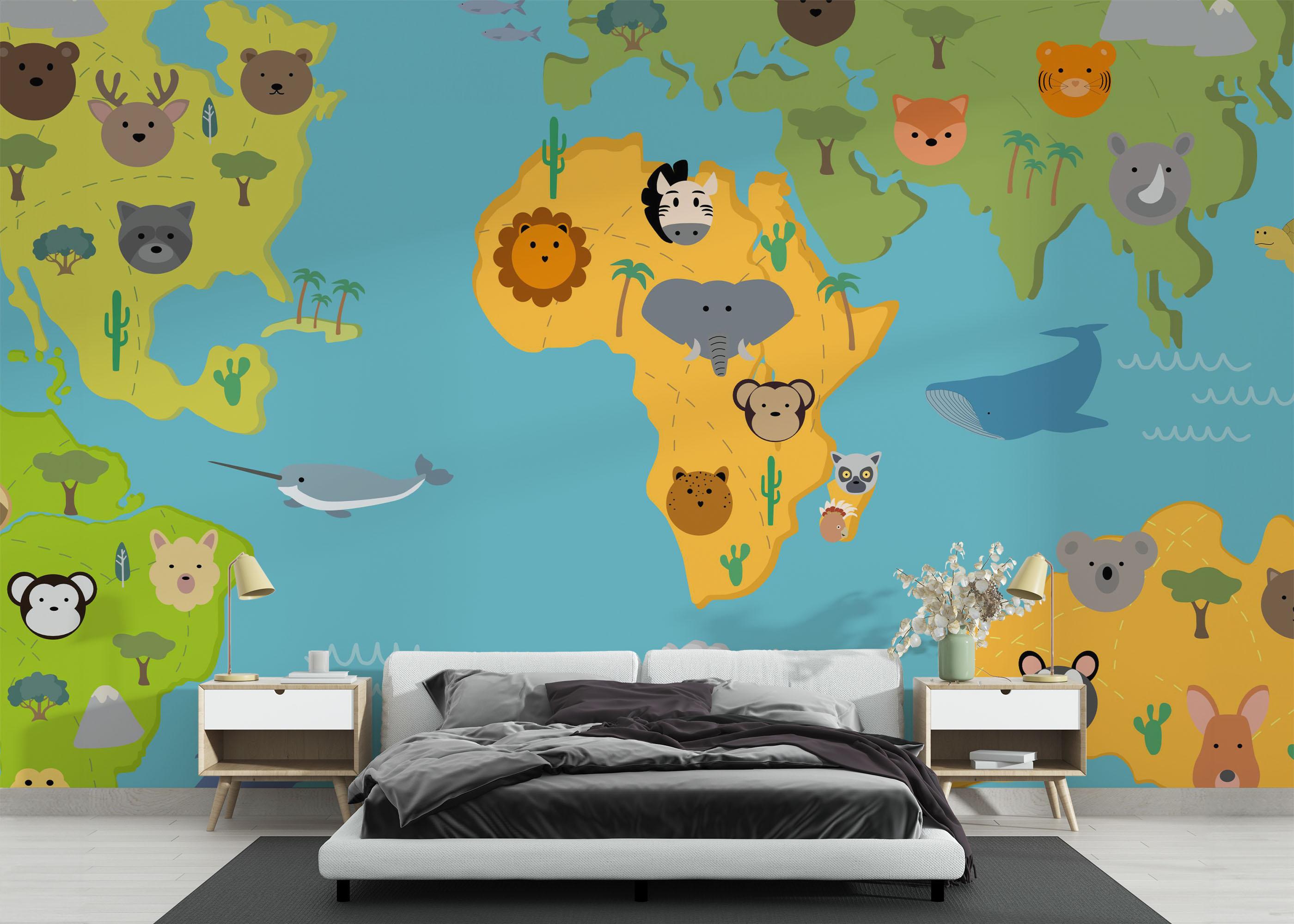 Fototapeta Animals Kids Map mockup 3