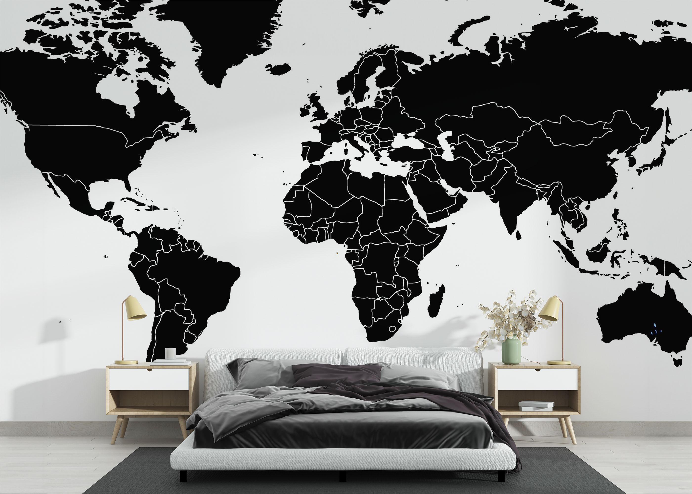 Fototapeta Black World Map mockup 3