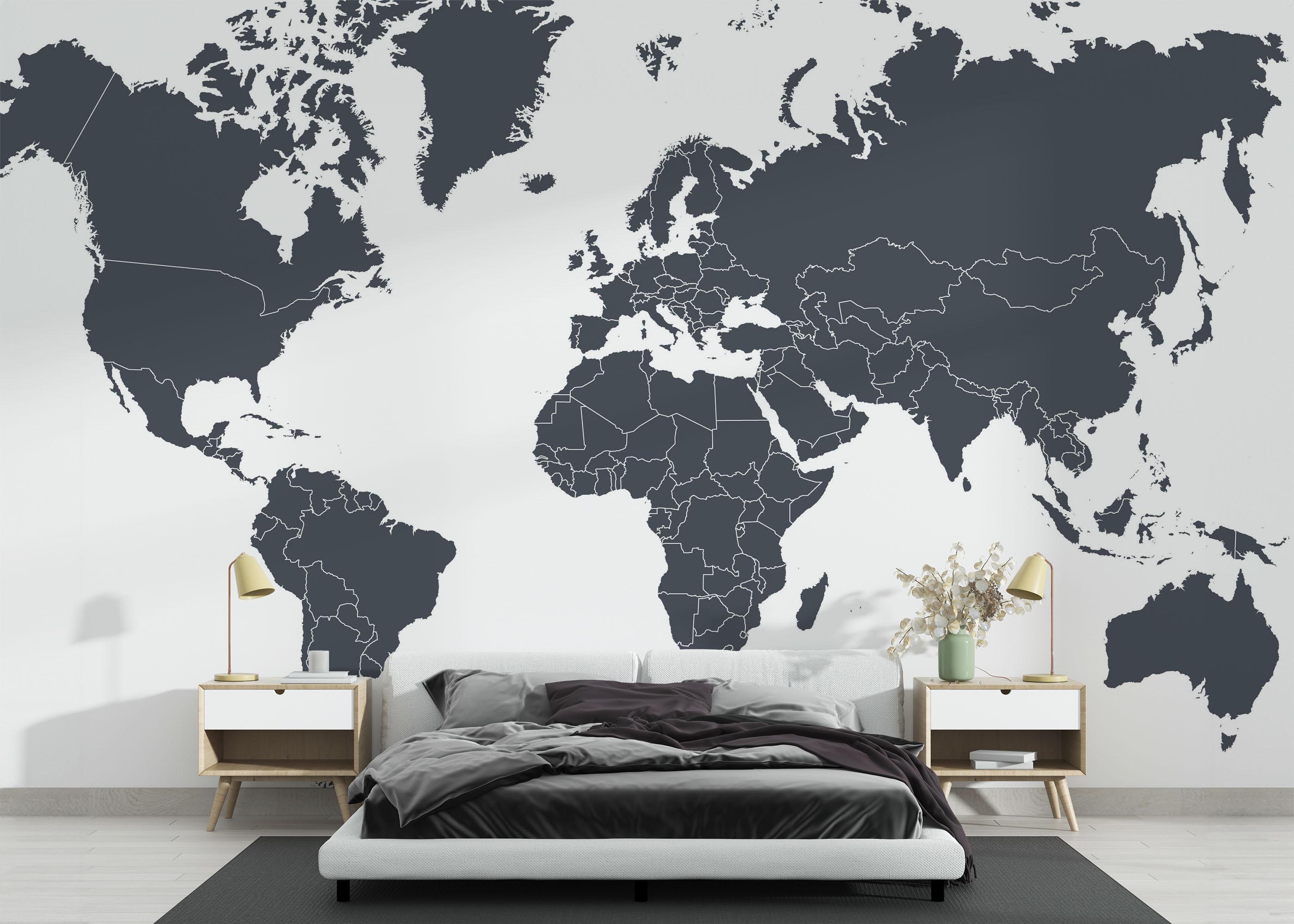 Fototapeta Grey World Map mockup 3
