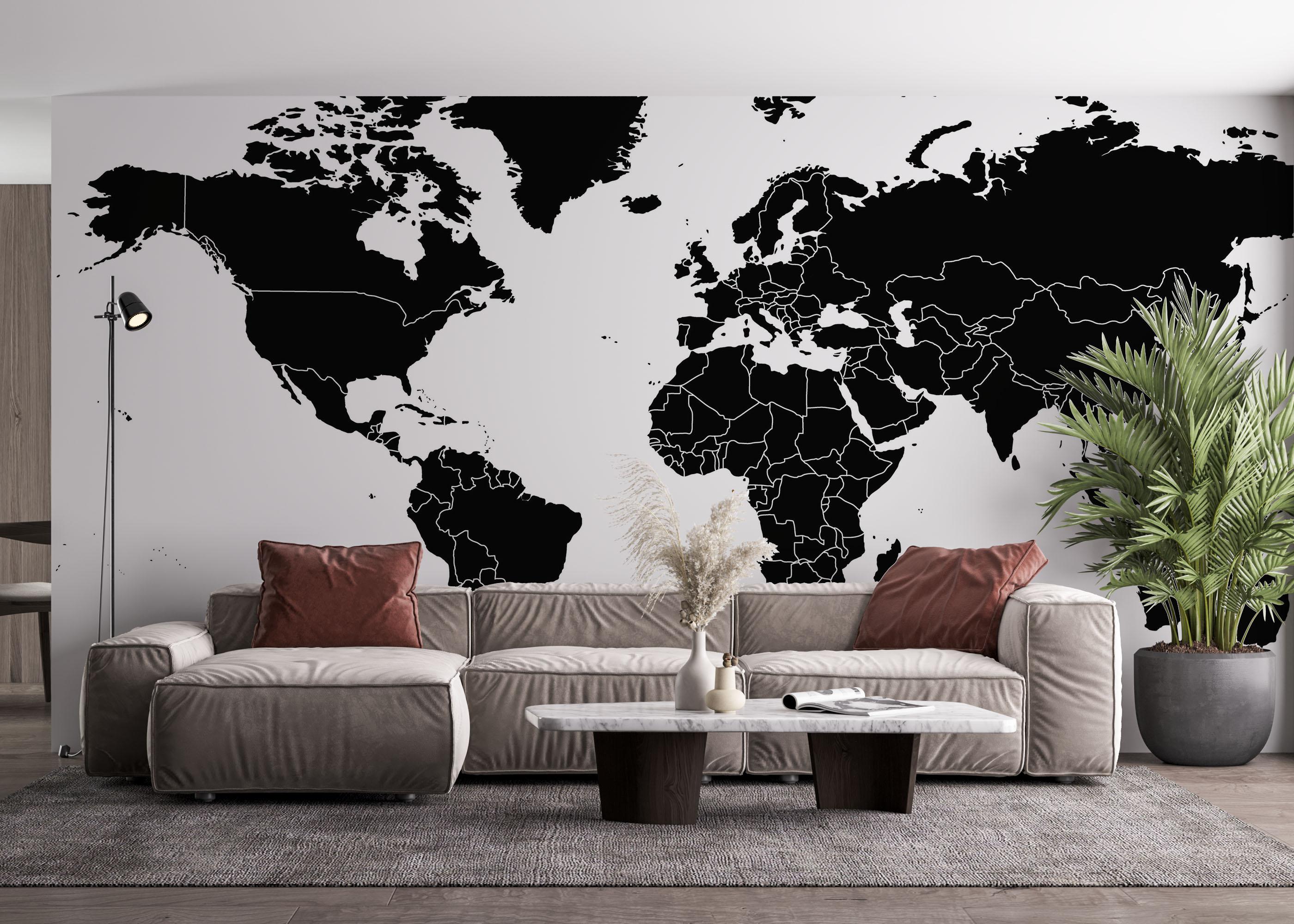 Fototapeta Black World Map mockup 4