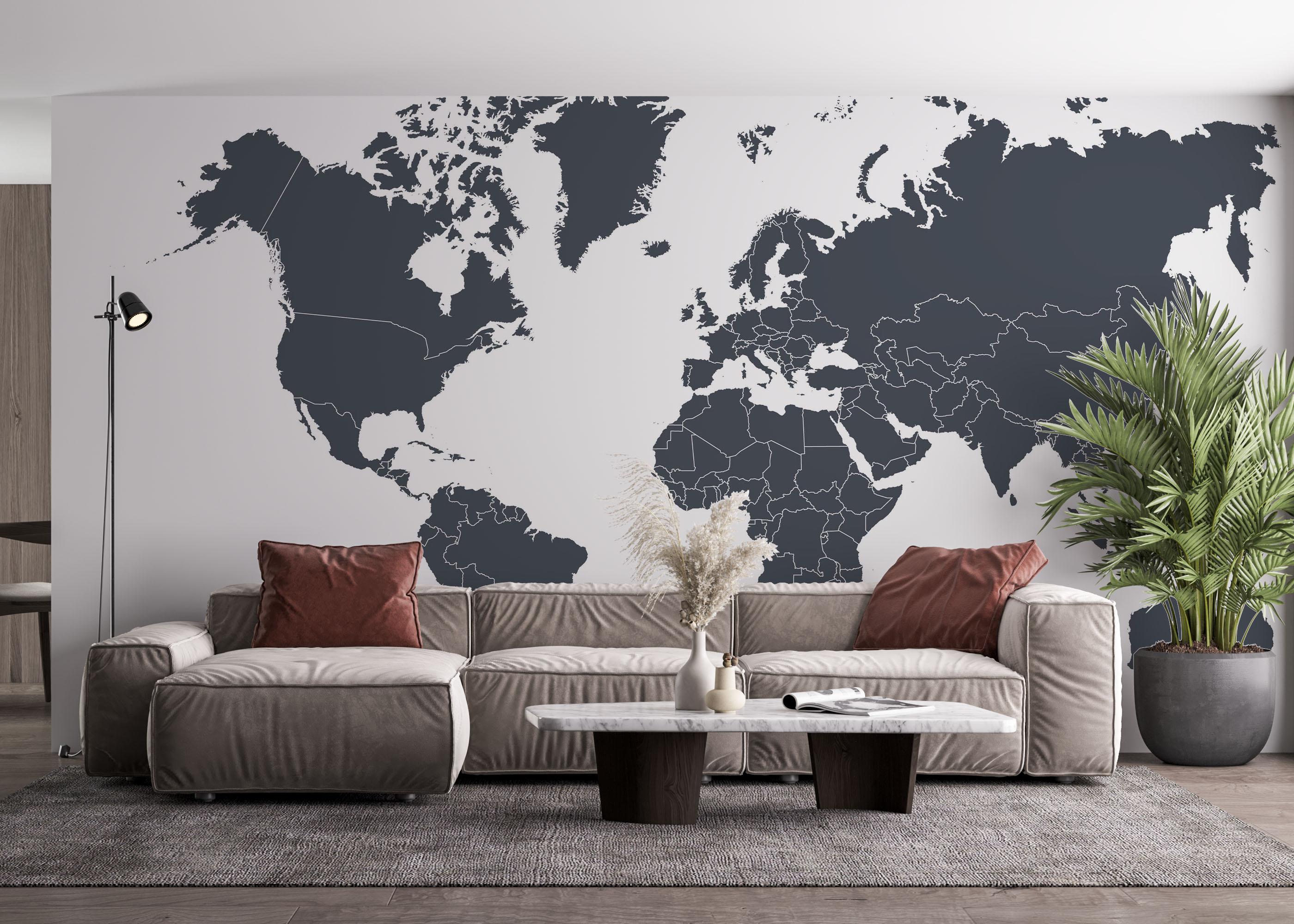 Fototapeta Grey World Map mockup 4