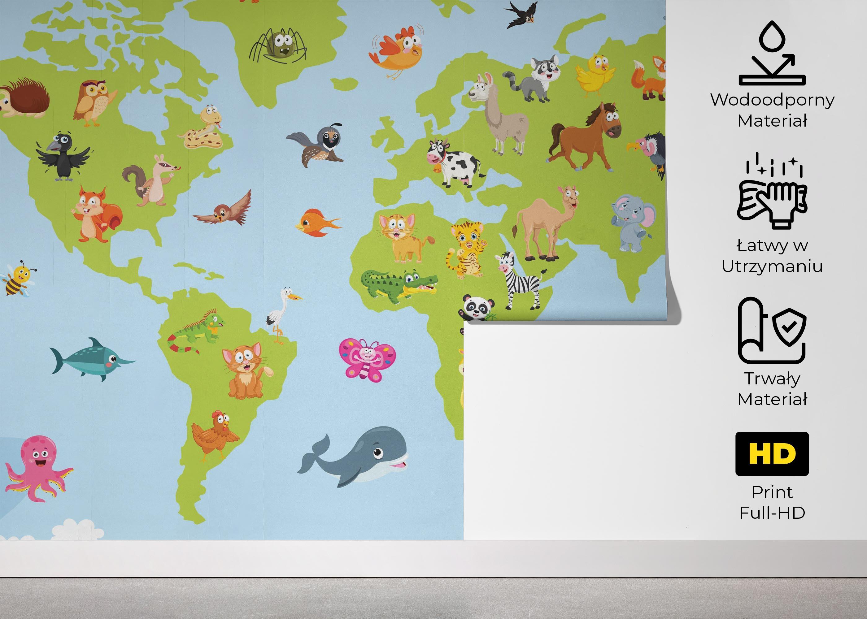 Fototapeta Animal World Map mockup 5