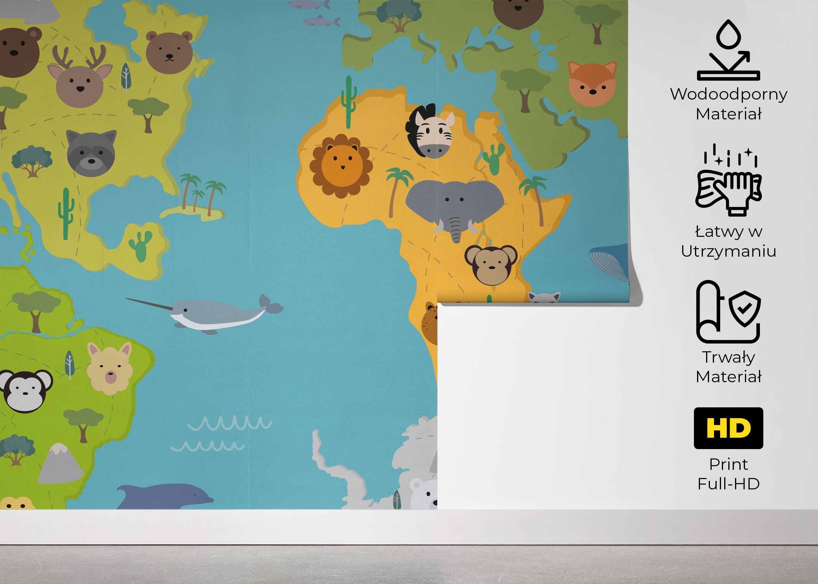 Fototapeta Animals Kids Map mockup 5