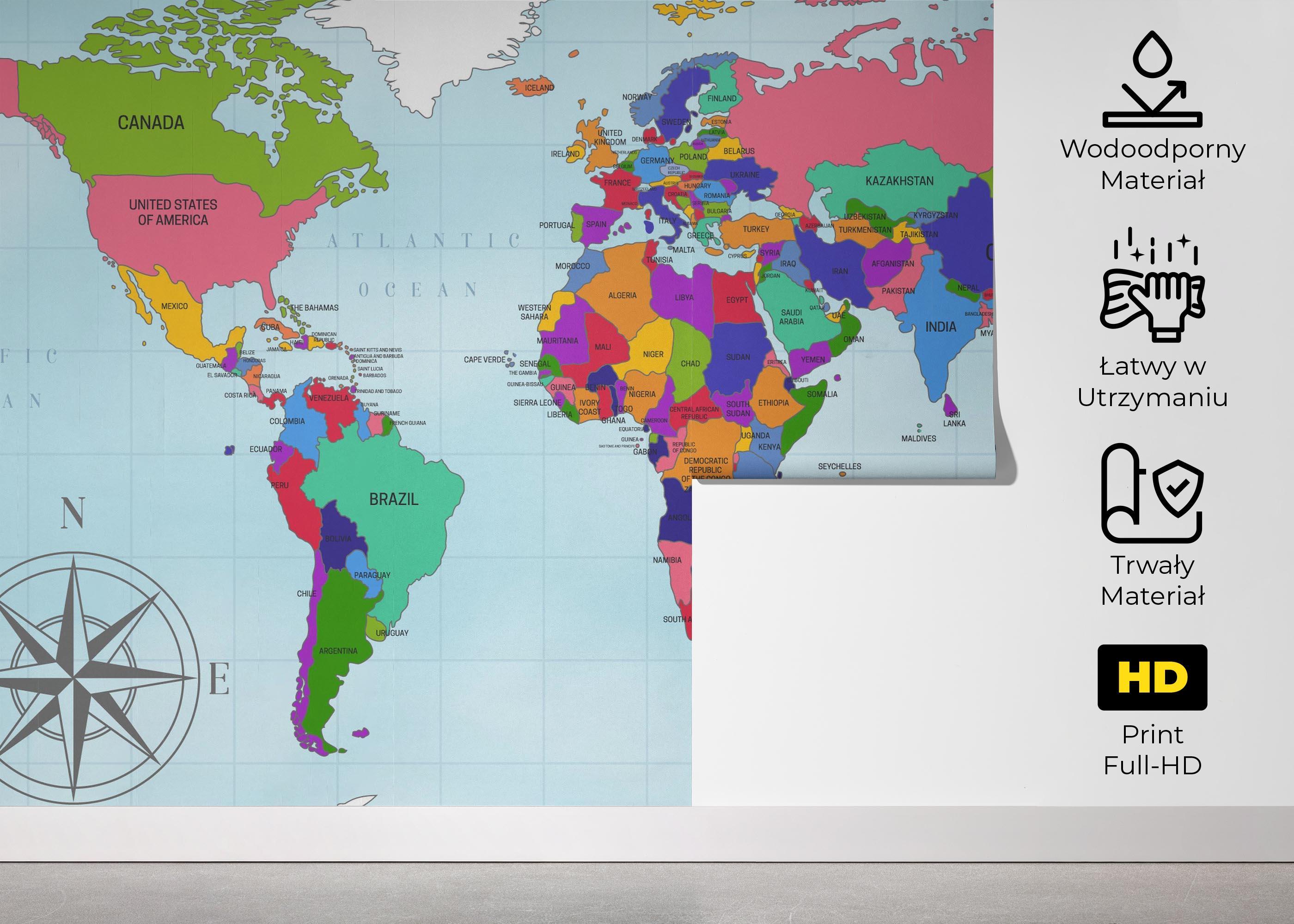 Fototapeta Big World Map mockup 5