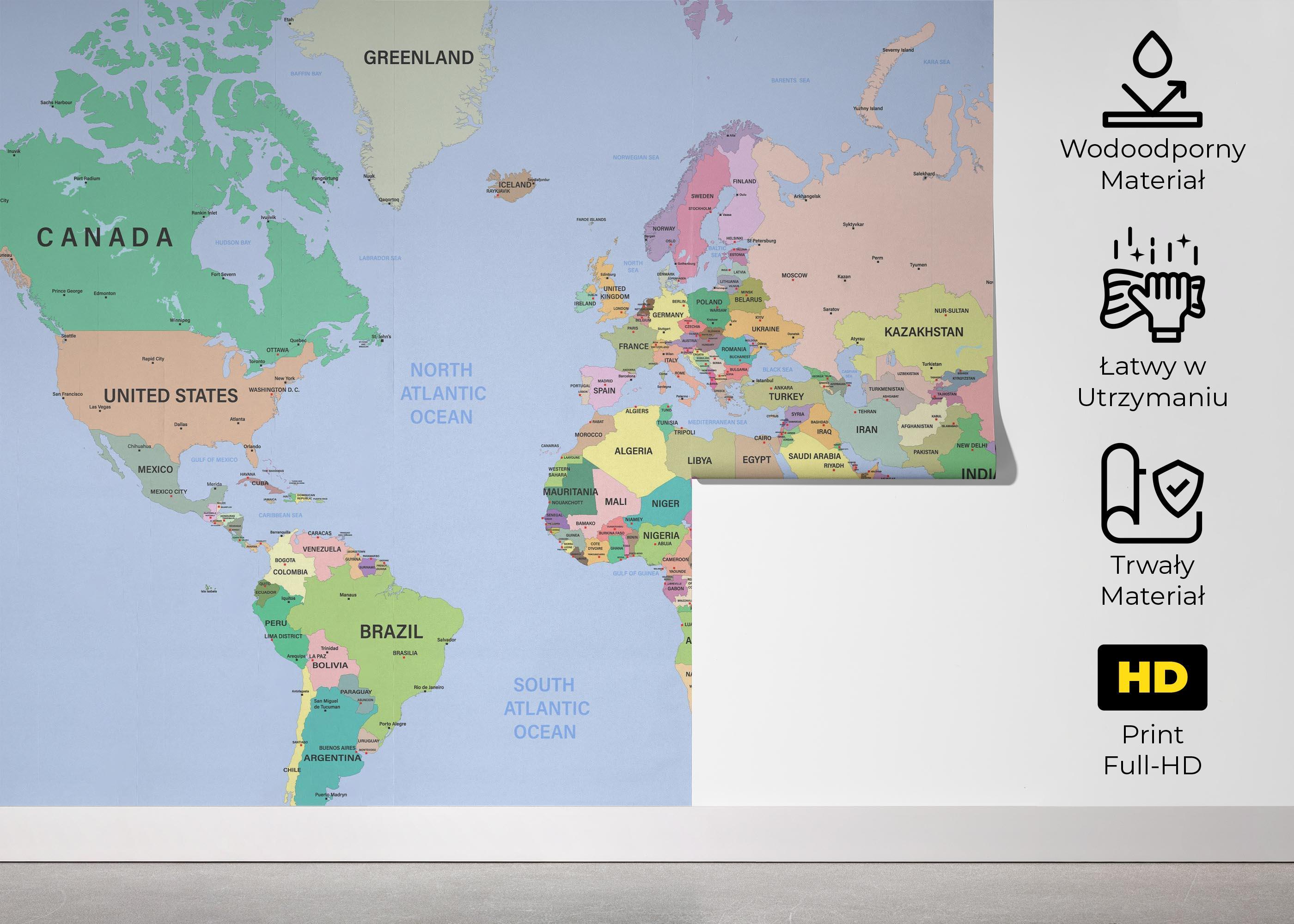 Fototapeta Detailed Political Map mockup 5