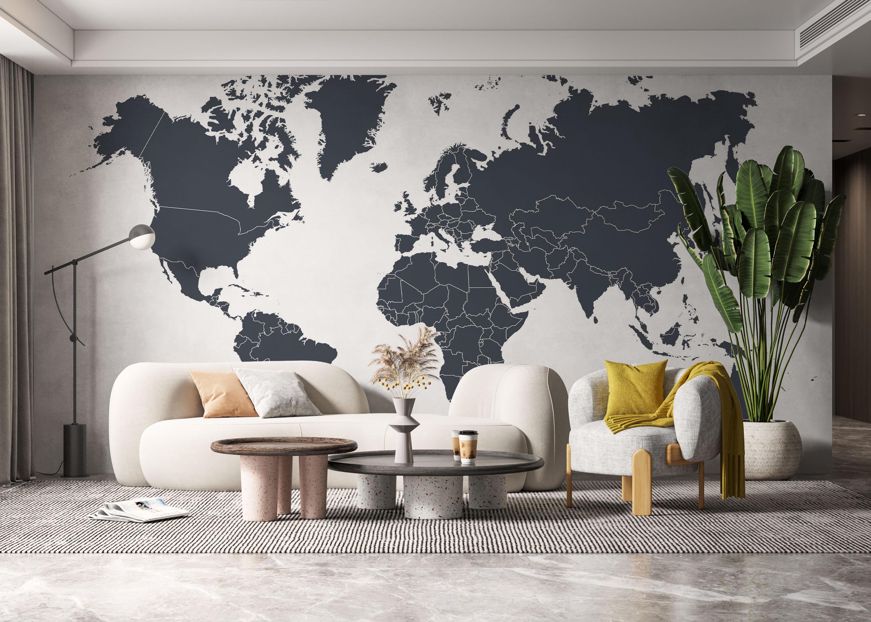 Fototapeta Grey World Map mockup 6