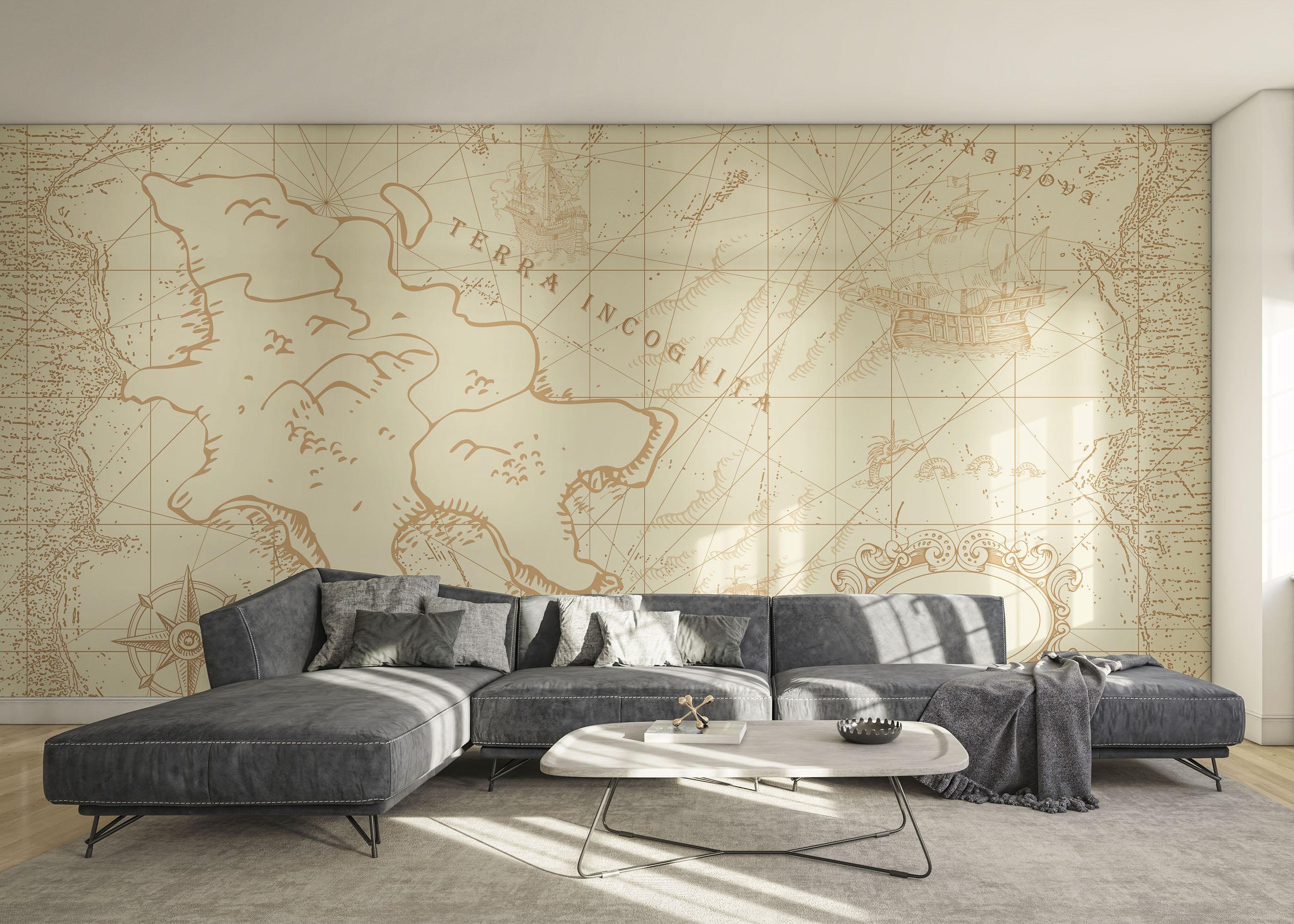 Fototapeta Ancient Cream Map mockup 0