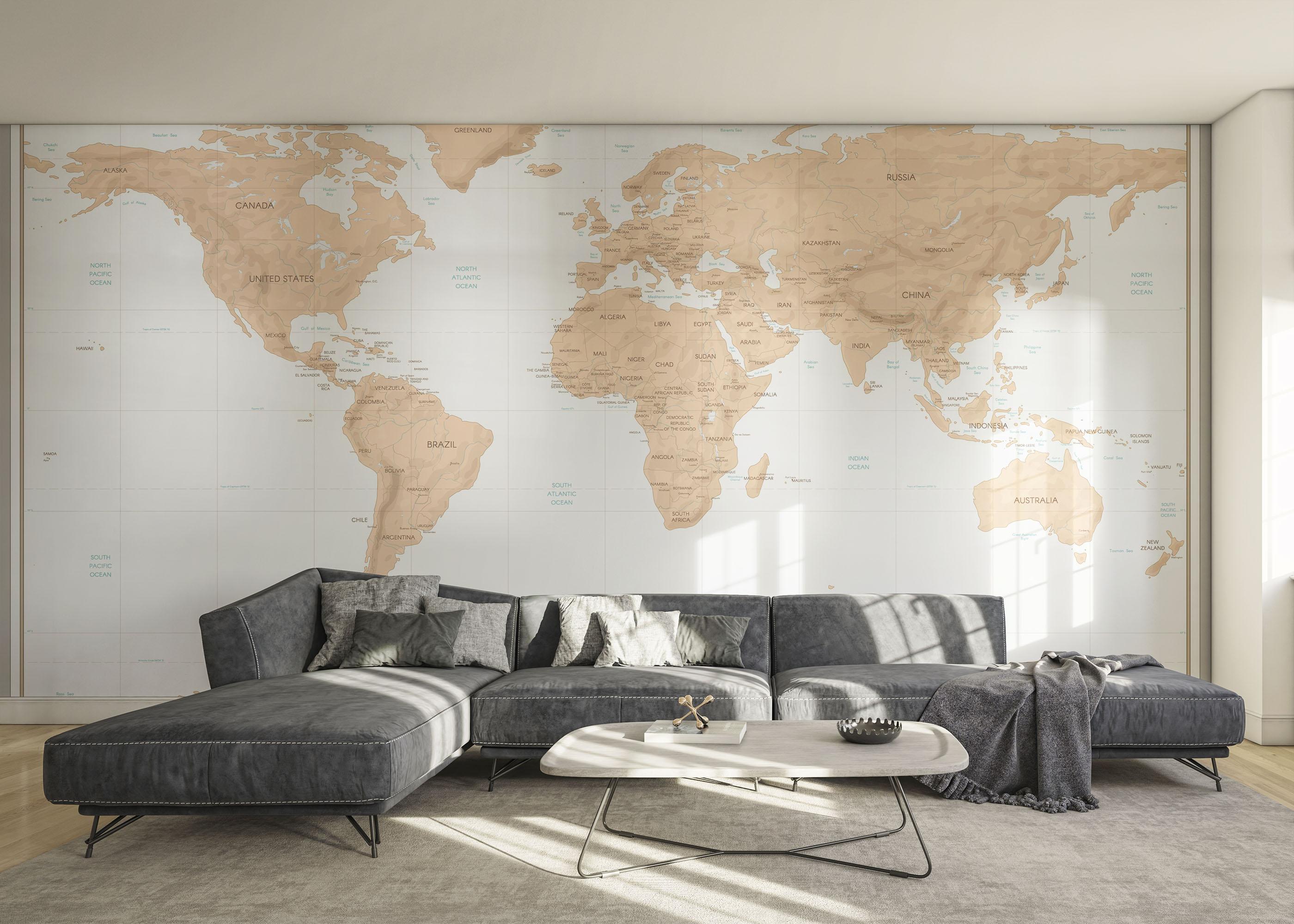 Fototapeta Dark Cream Map mockup 0