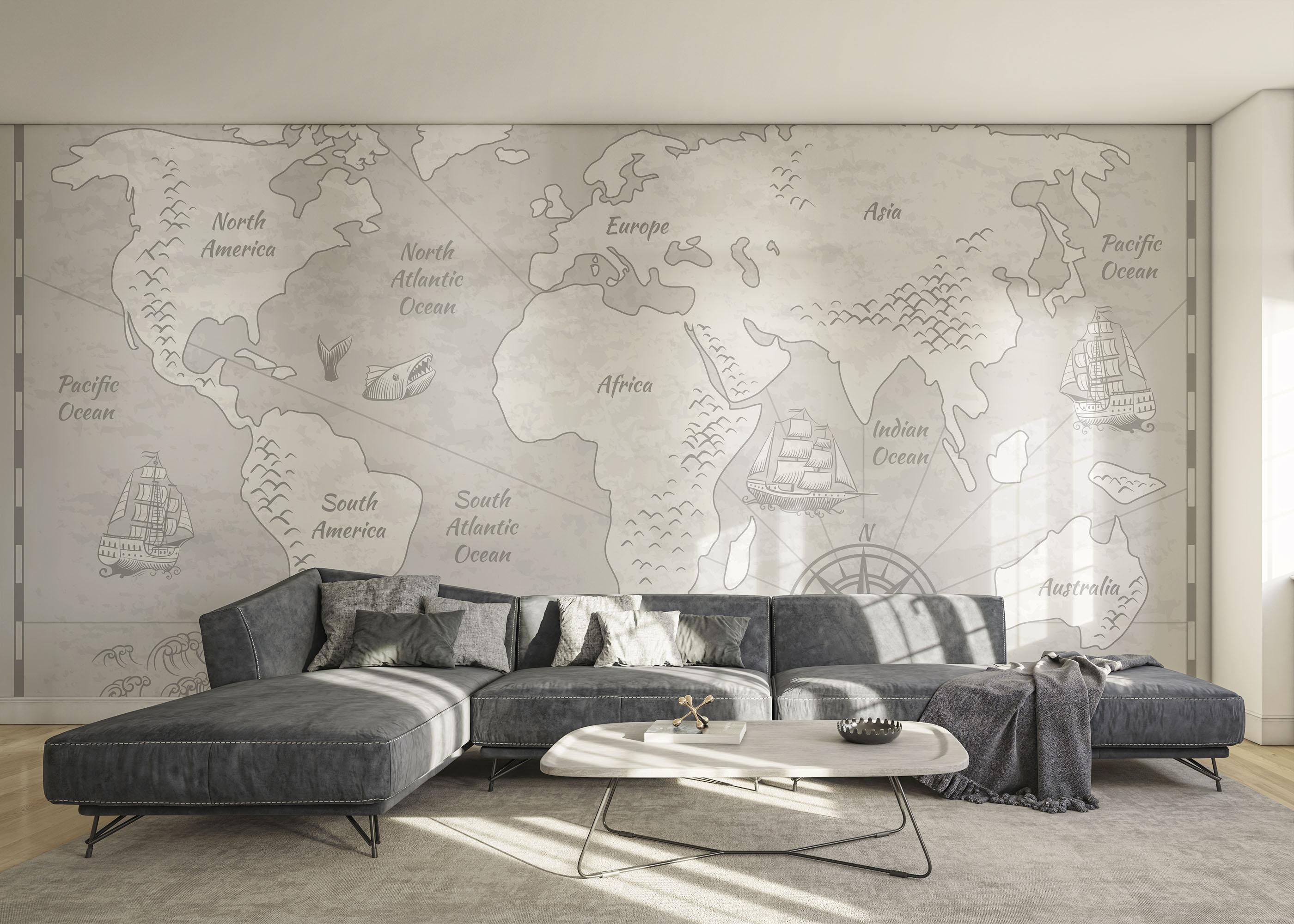 Fototapeta Light Grey Map mockup 0