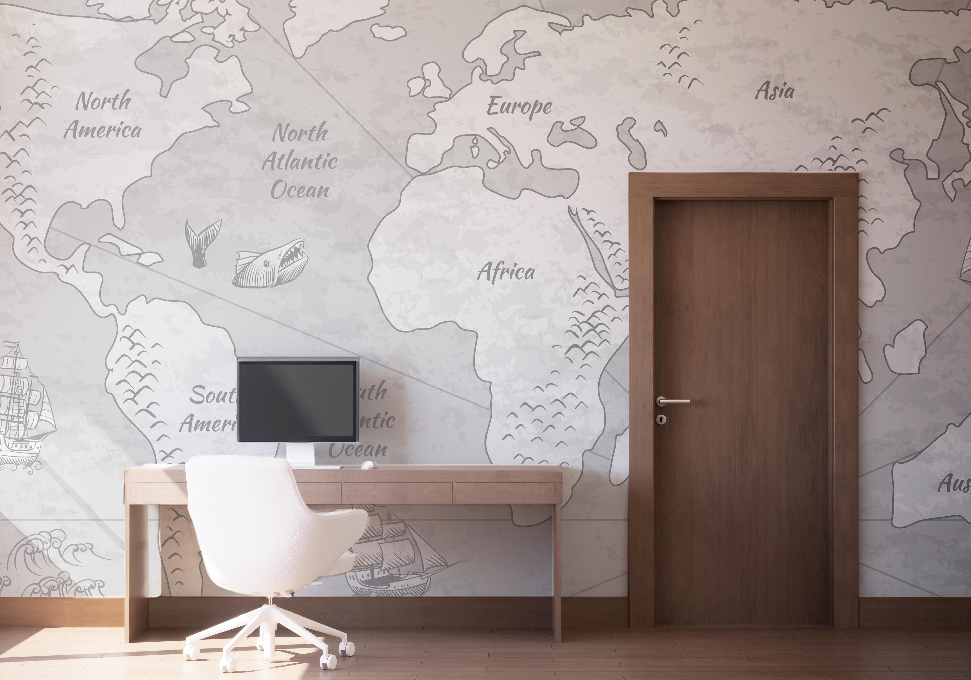 Fototapeta Light Grey Map mockup 1