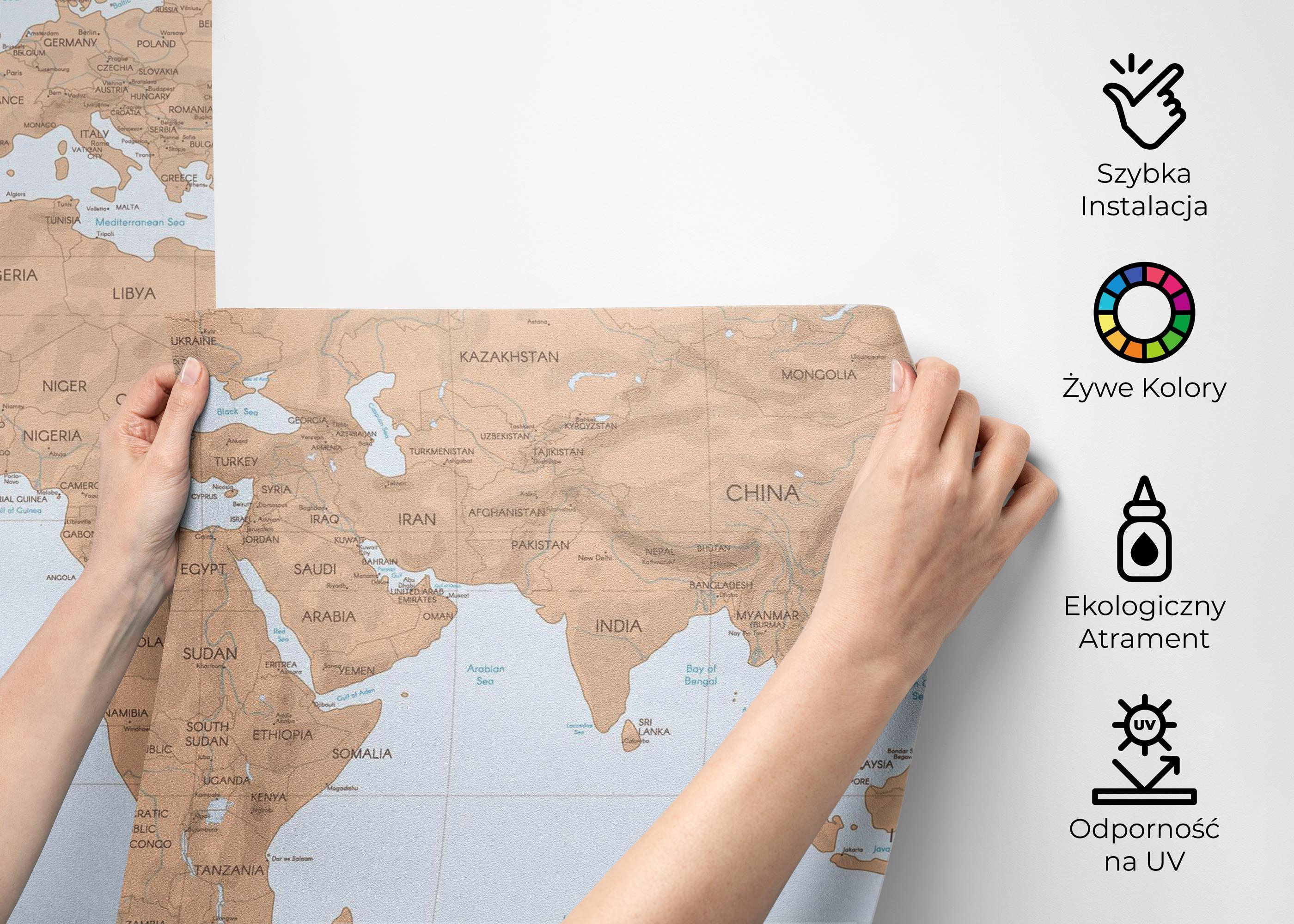 Fototapeta Dark Cream Map mockup 2