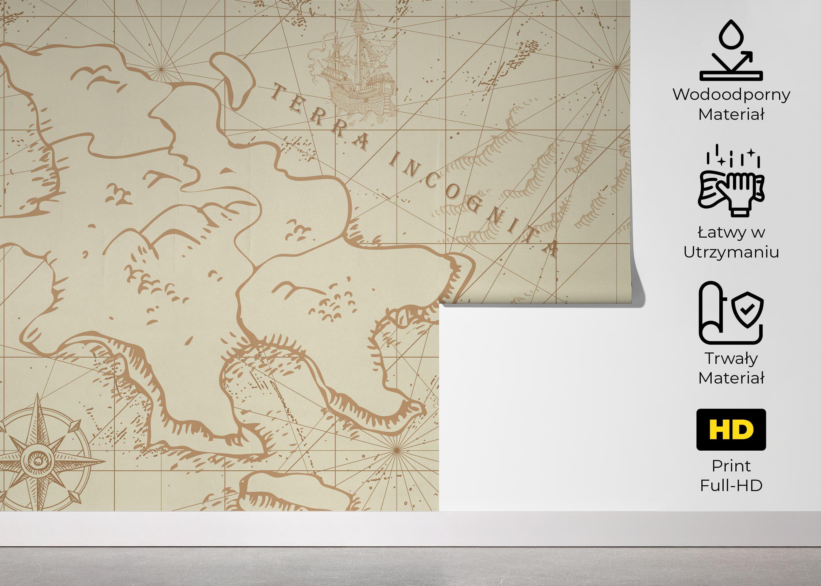 Fototapeta Ancient Cream Map mockup 5