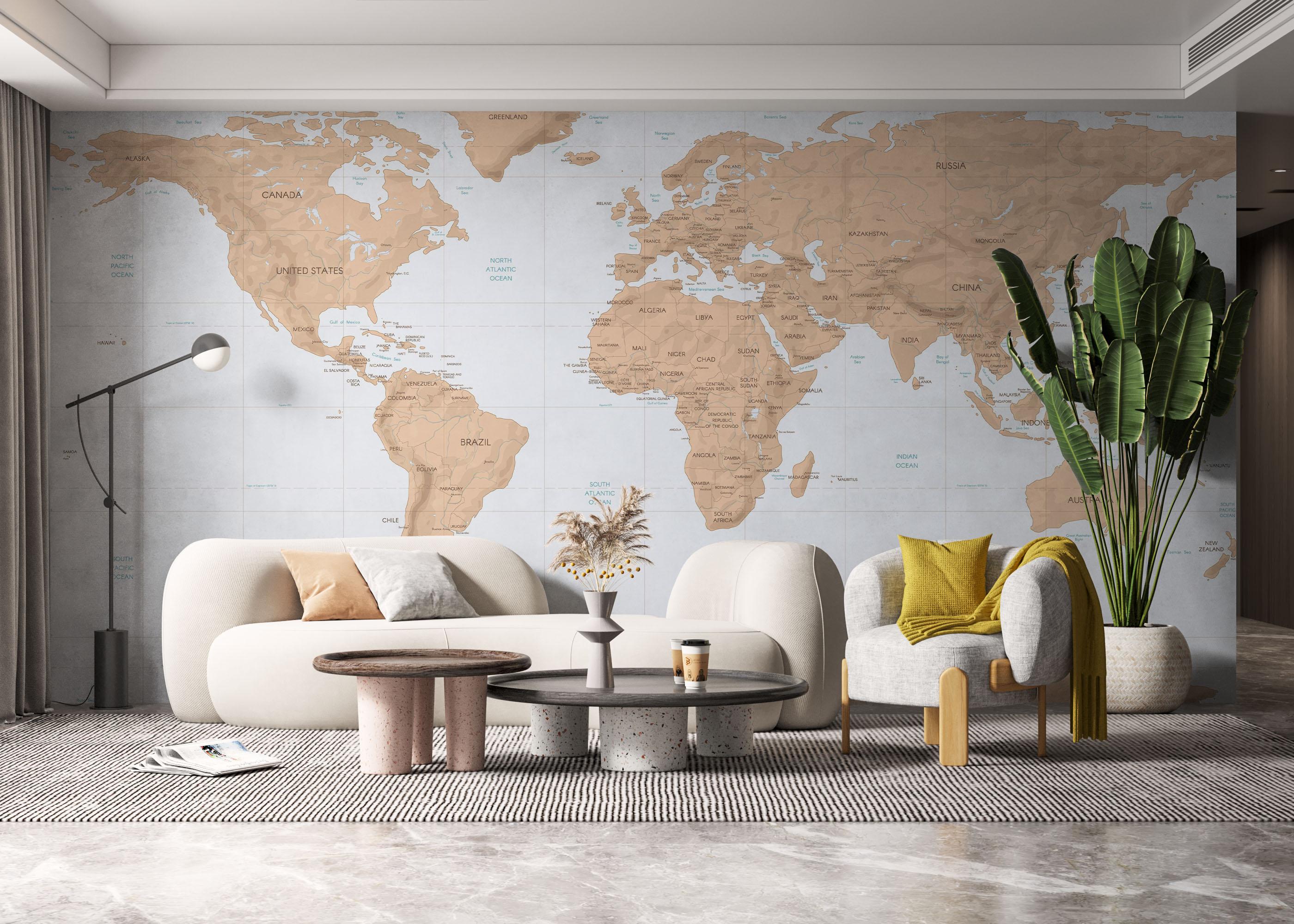 Fototapeta Dark Cream Map mockup 6