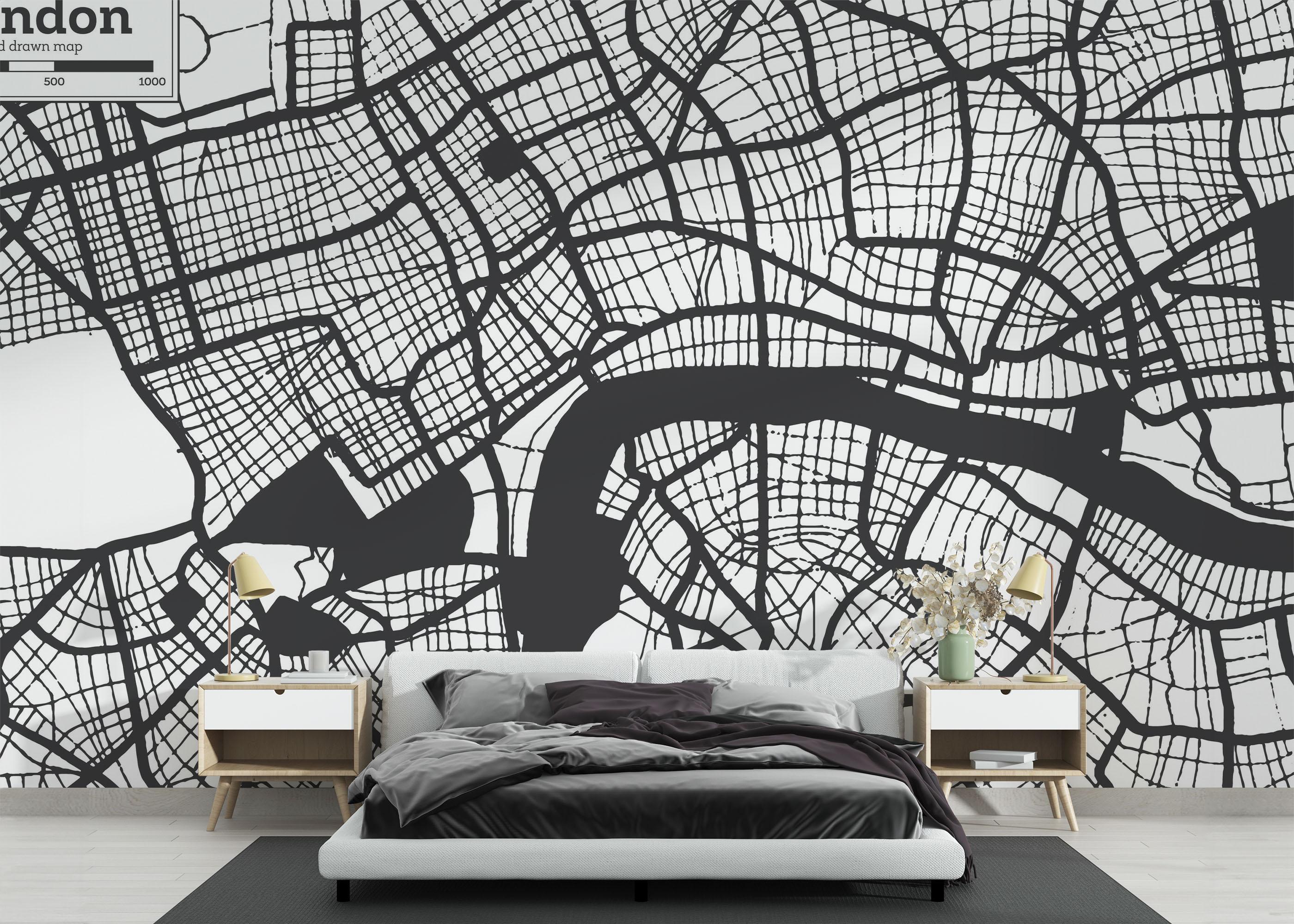 Fototapeta London Line Map mockup 3