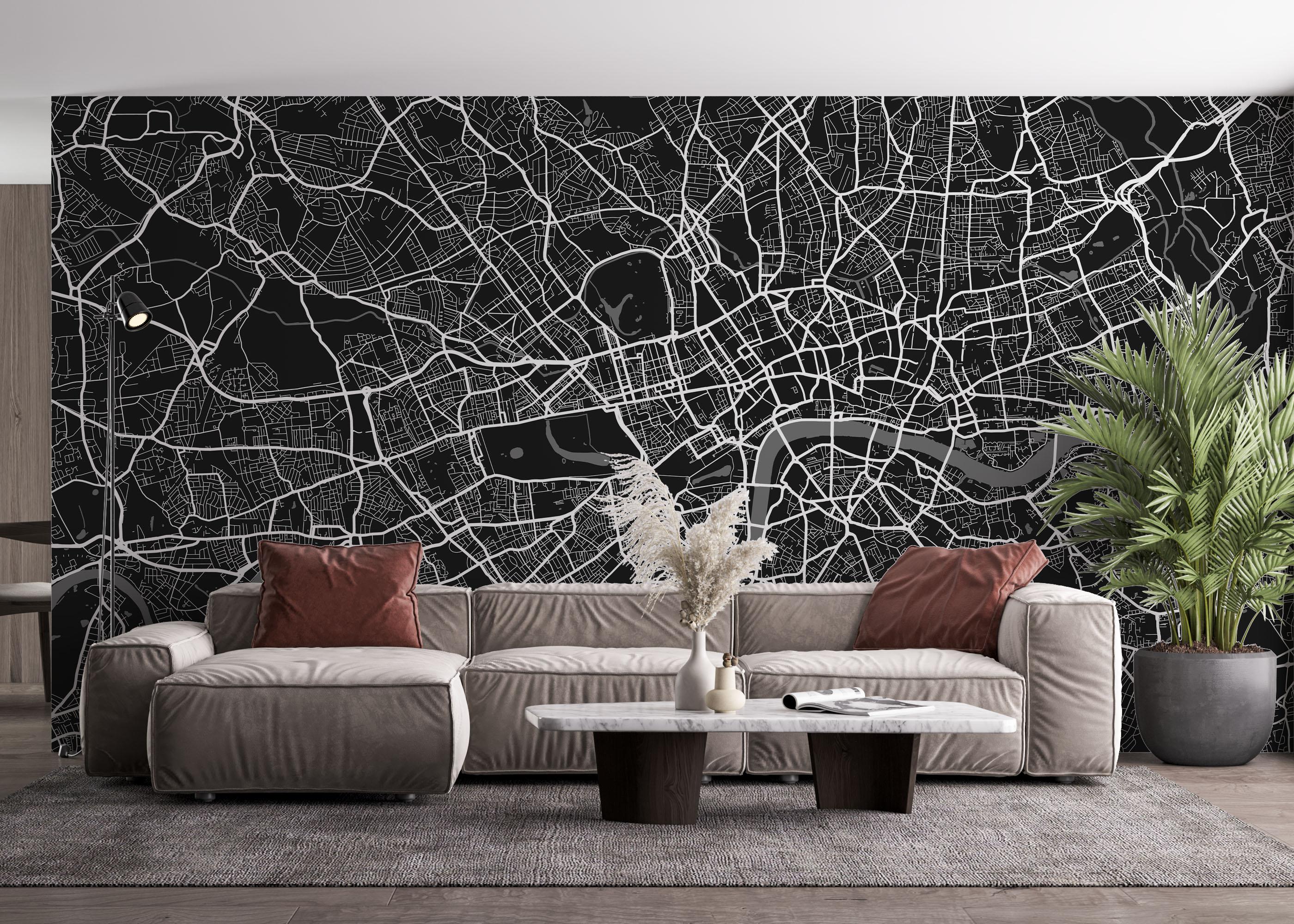 Fototapeta Black White Map mockup 4