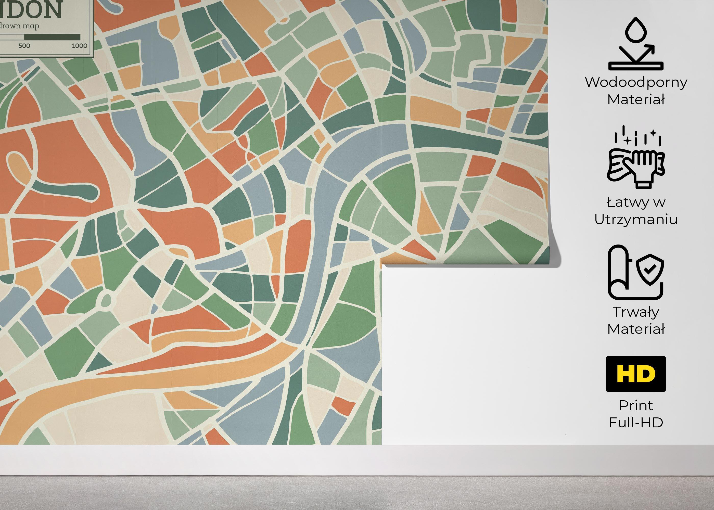 Fototapeta London Colorful Map mockup 5