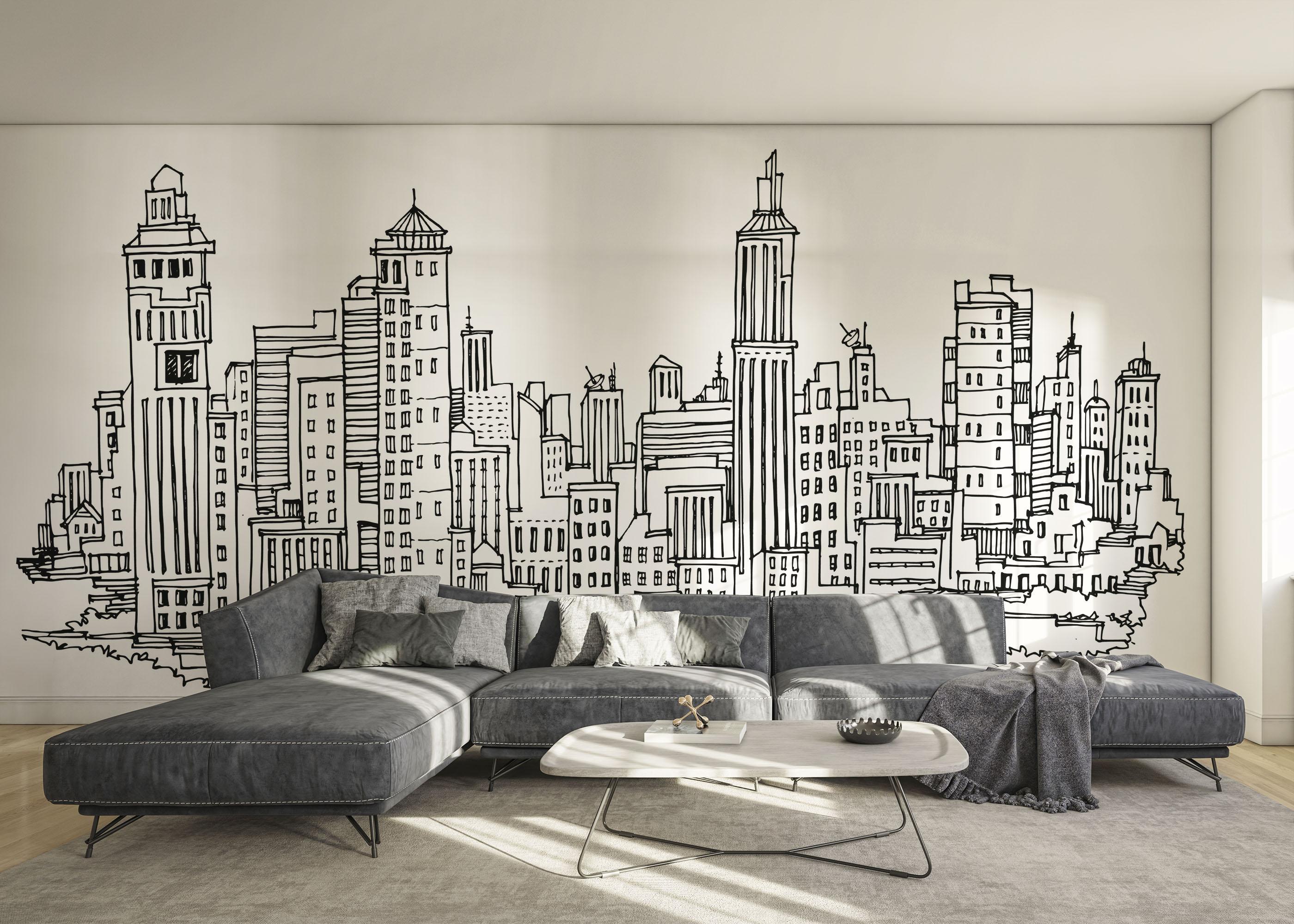 Fototapeta Black Line Skylines mockup 0