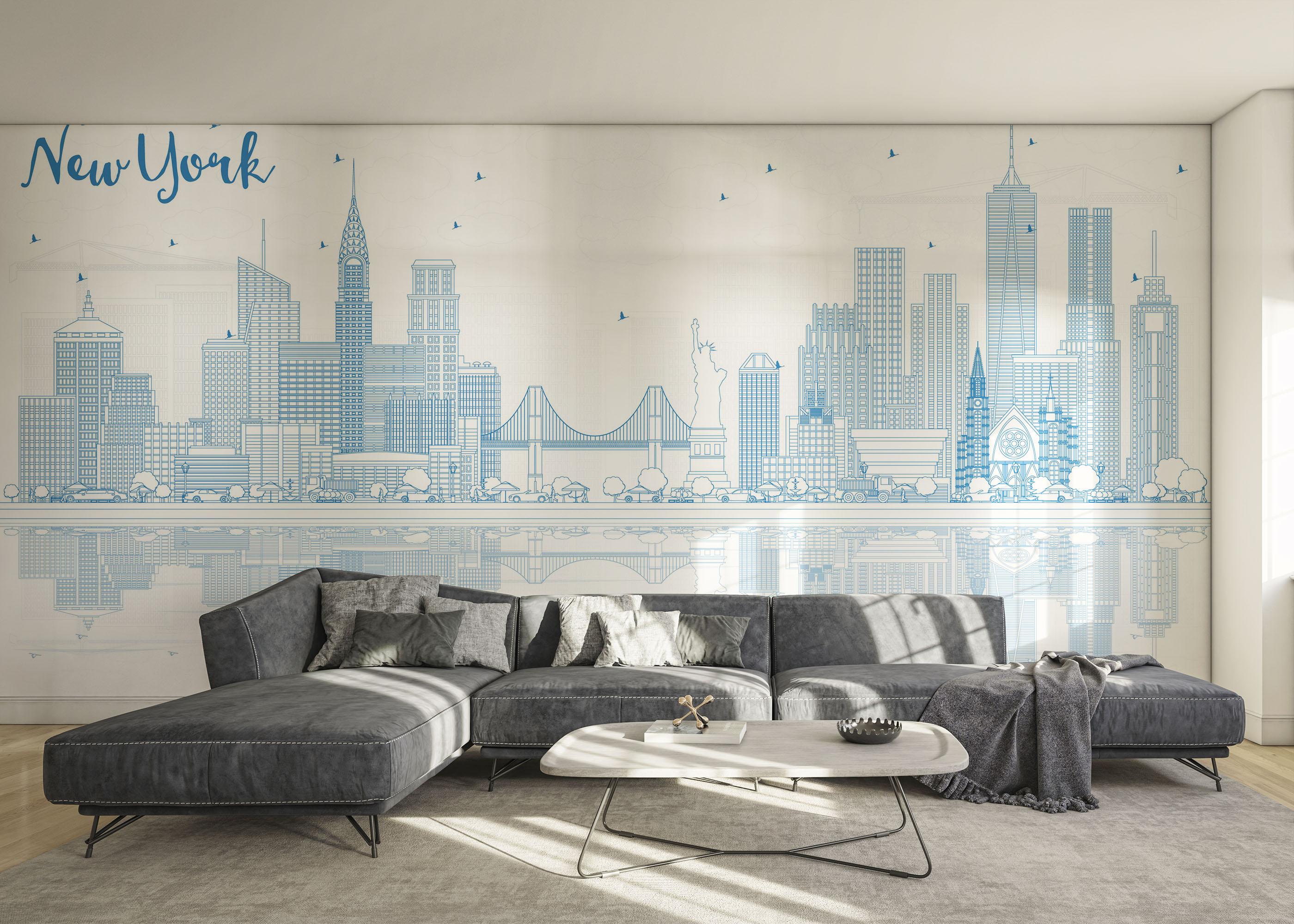 Fototapeta New York Blue Line mockup 0