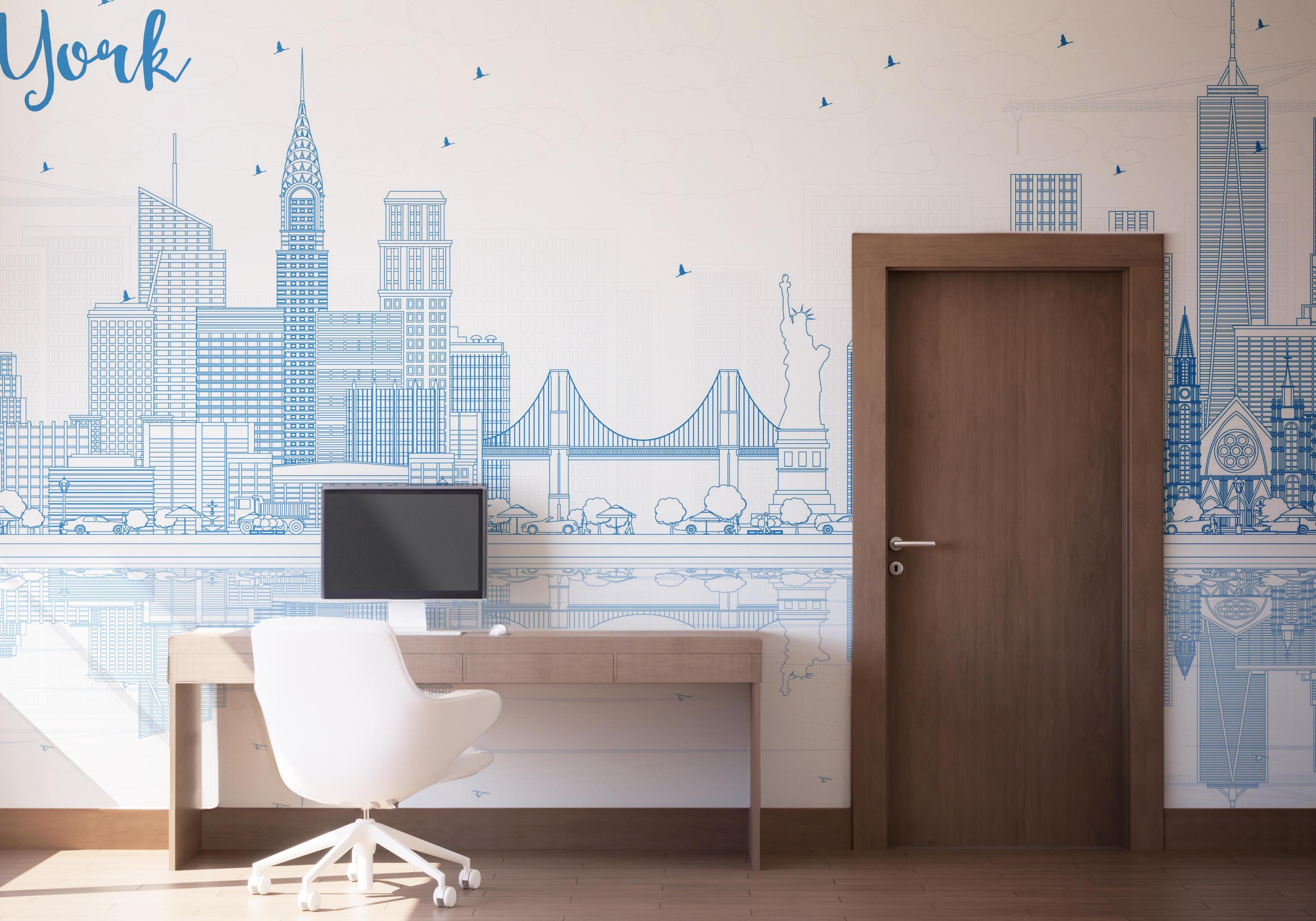 Fototapeta New York Blue Line mockup 1